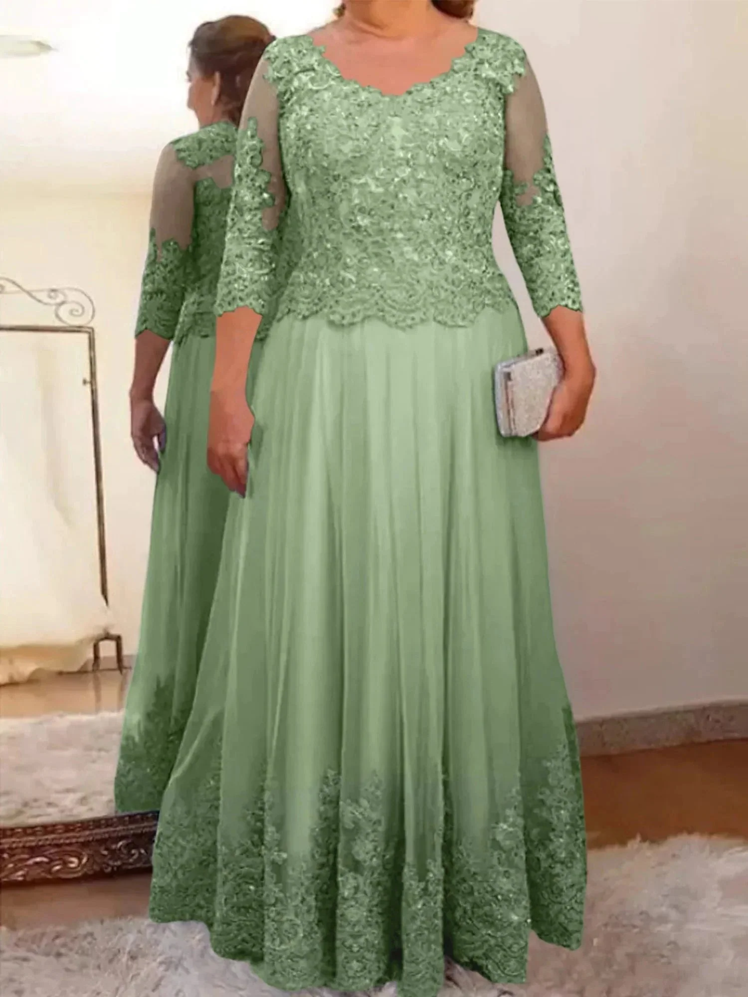 A-Line/Princess Tulle Mother of the Bride Dresses with Applique - Image 30