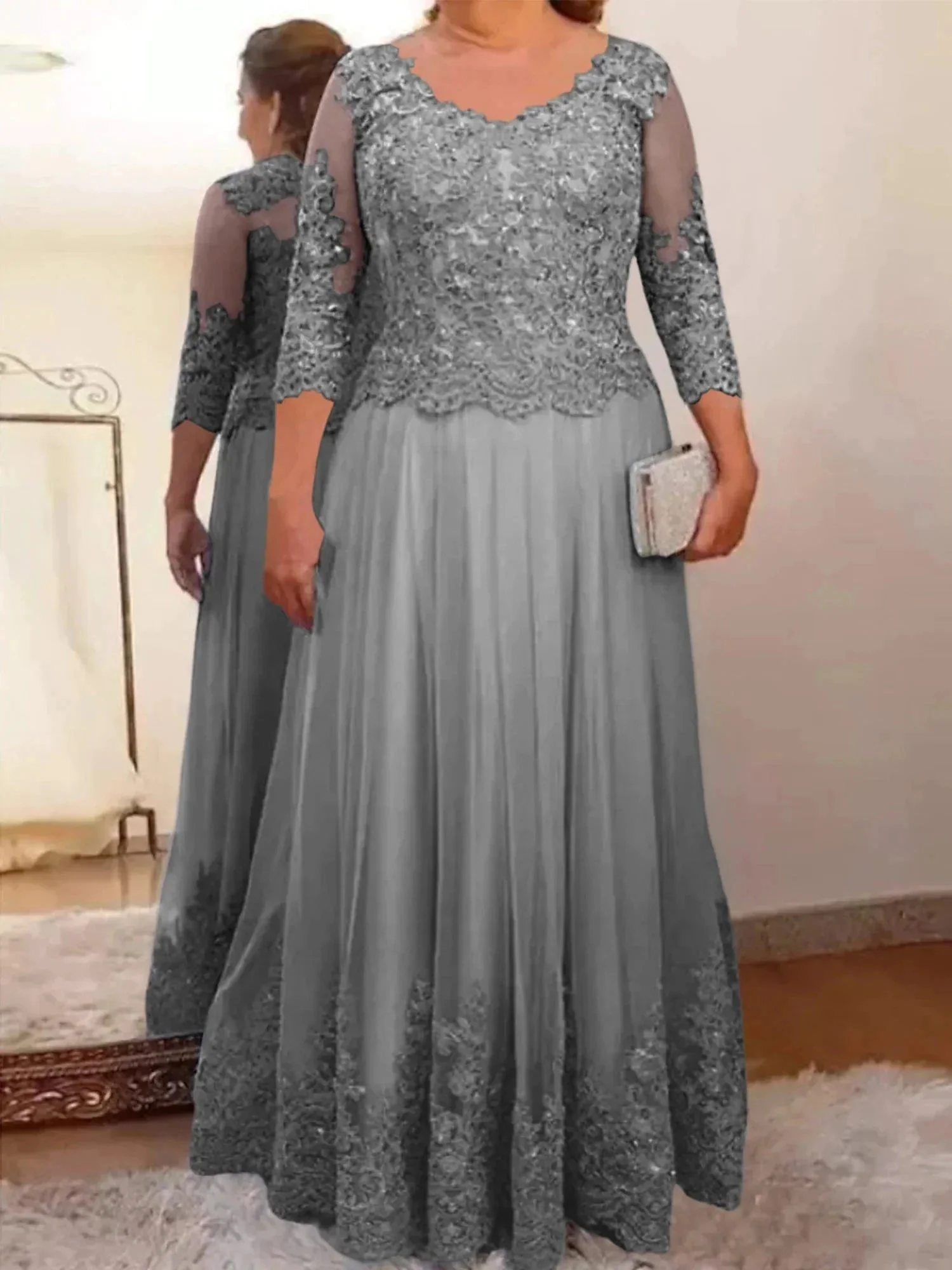 A-Line/Princess Tulle Mother of the Bride Dresses with Applique - Image 32