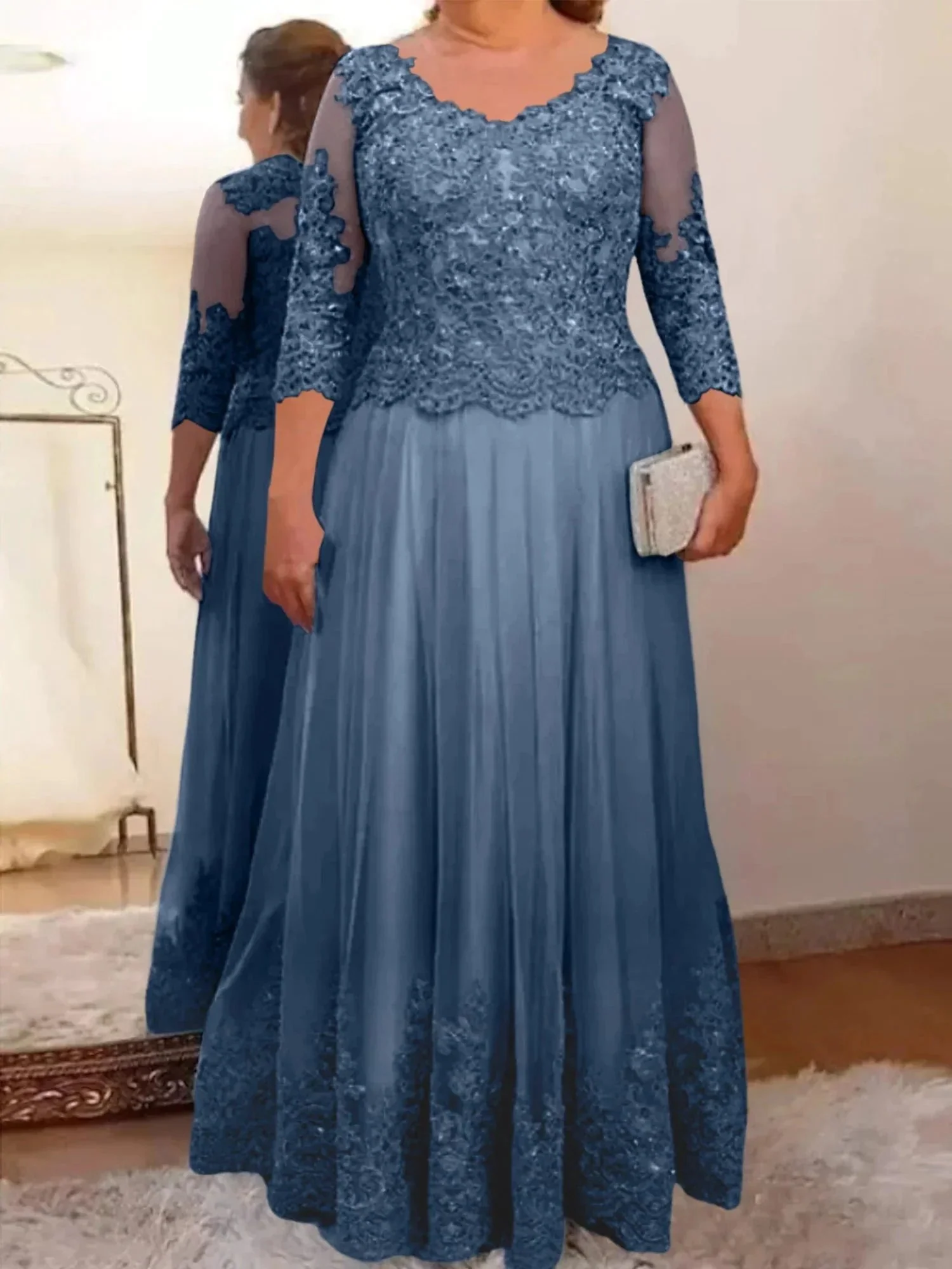 A-Line/Princess Tulle Mother of the Bride Dresses with Applique - Image 34