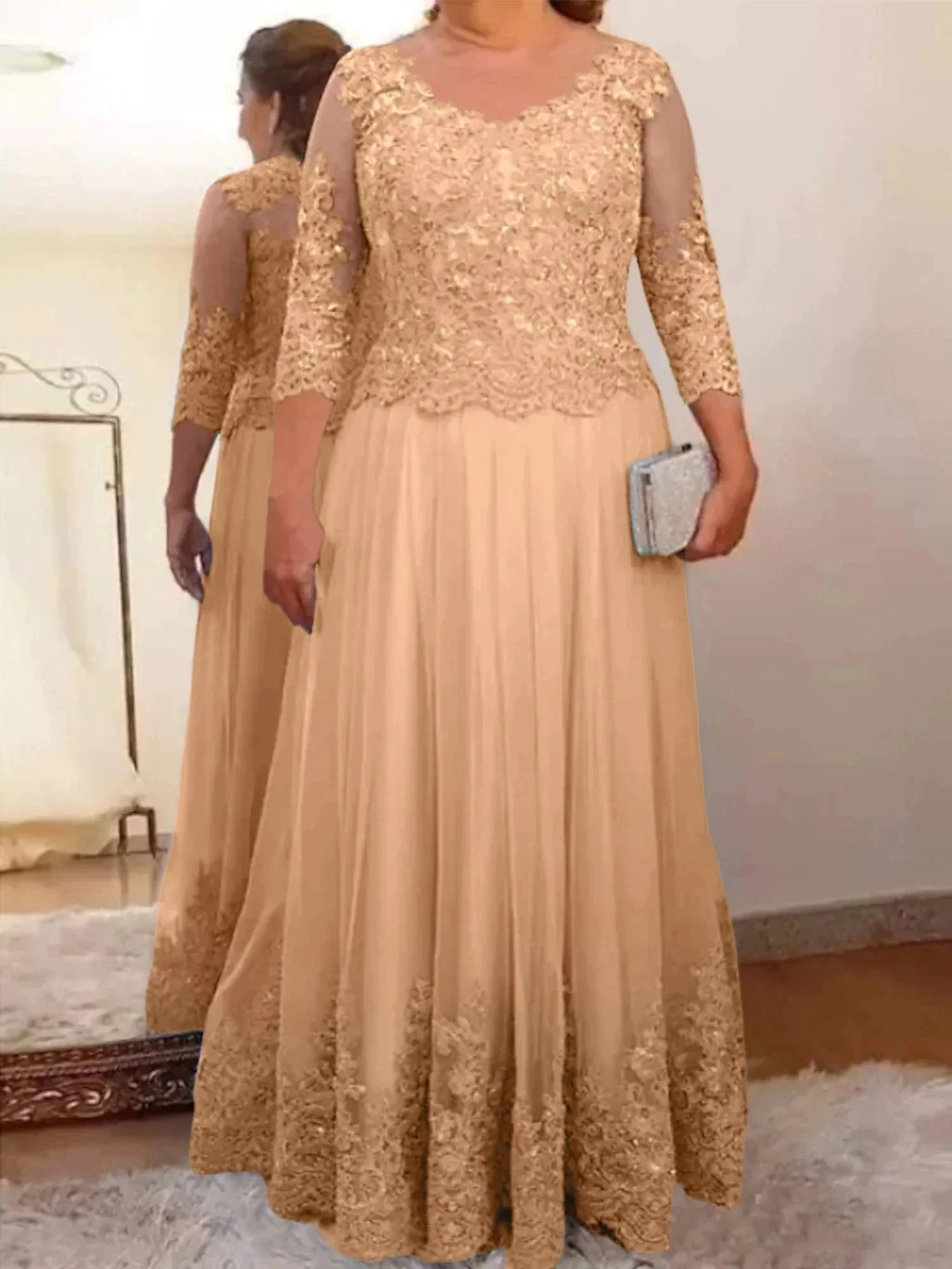 A-Line/Princess Tulle Mother of the Bride Dresses with Applique - Image 5