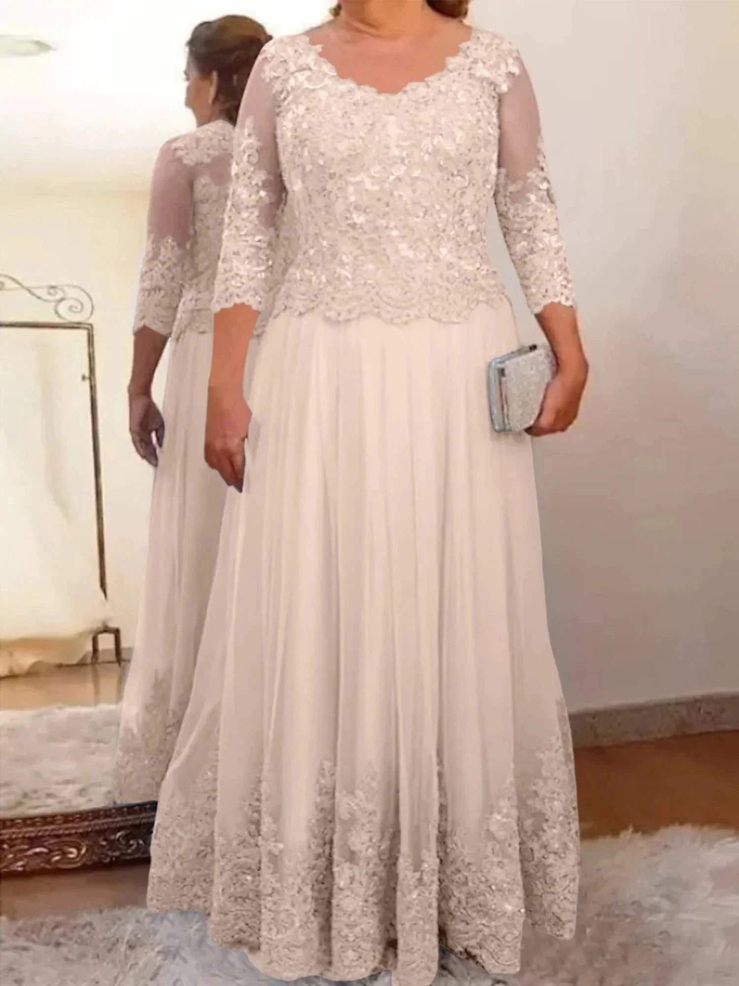A-Line/Princess Tulle Mother of the Bride Dresses with Applique - Image 6