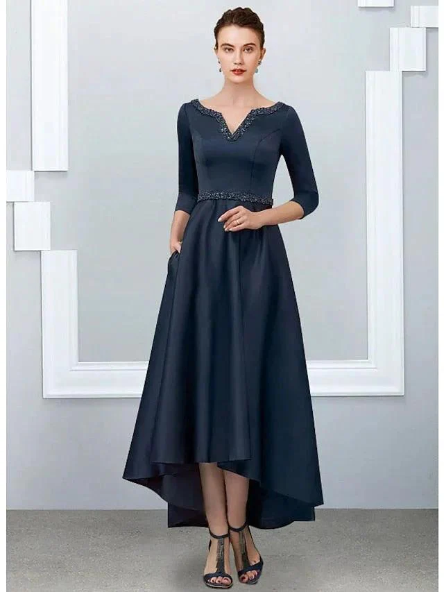 A-Line/Princess V-Neck Asymmetrical Mother of the Bride Dresses - Image 3