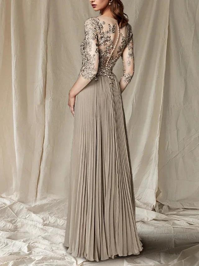A-Line/Princess V-Neck Floor-Length Mother of the Bride Dresses - Image 2