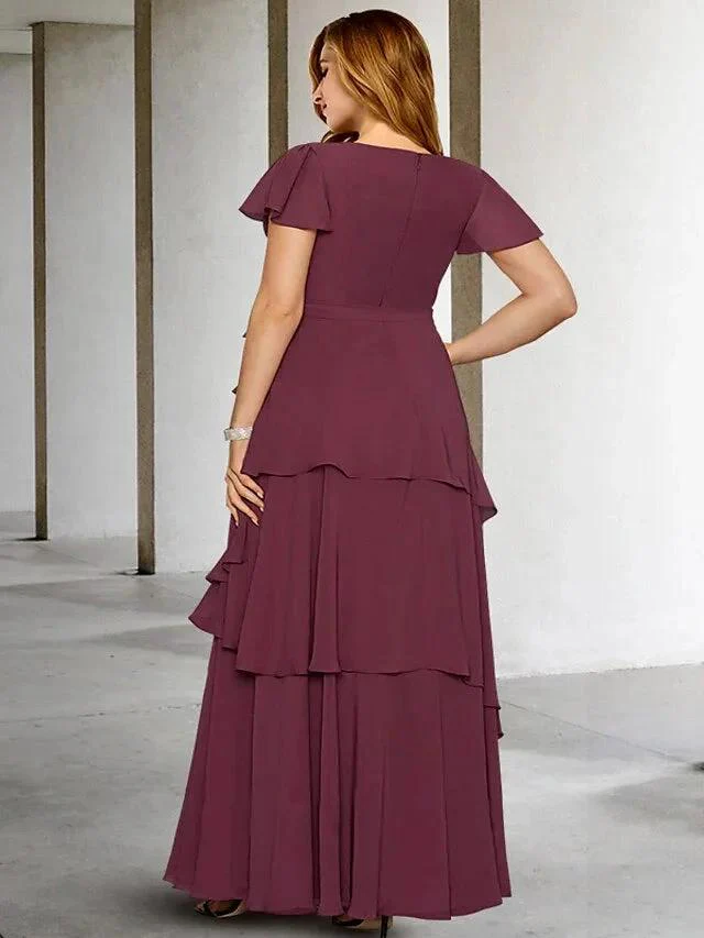 A-Line/Princess V-Neck Floor-Length Mother of the Bride Dresses - Image 2