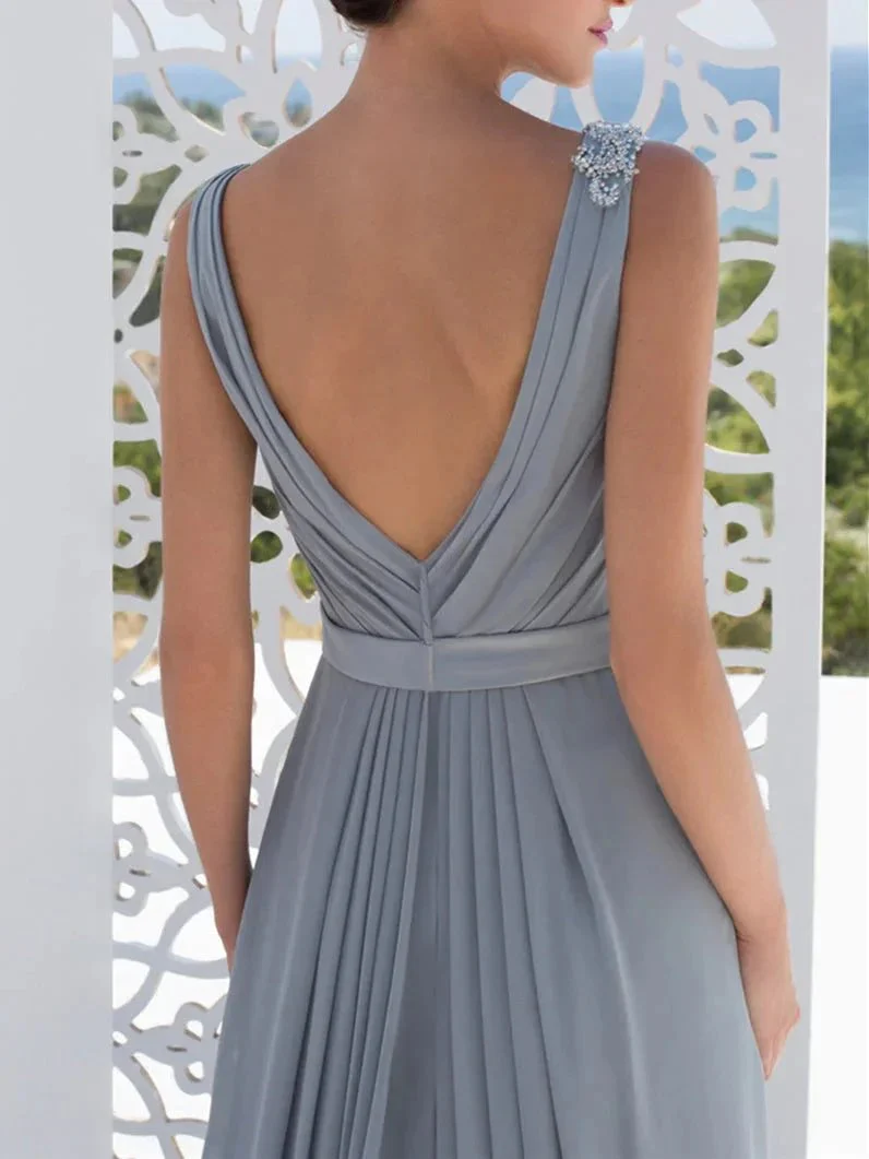 A-Line/Princess V-Neck Floor-Length Mother of the Bride Dresses - Image 4