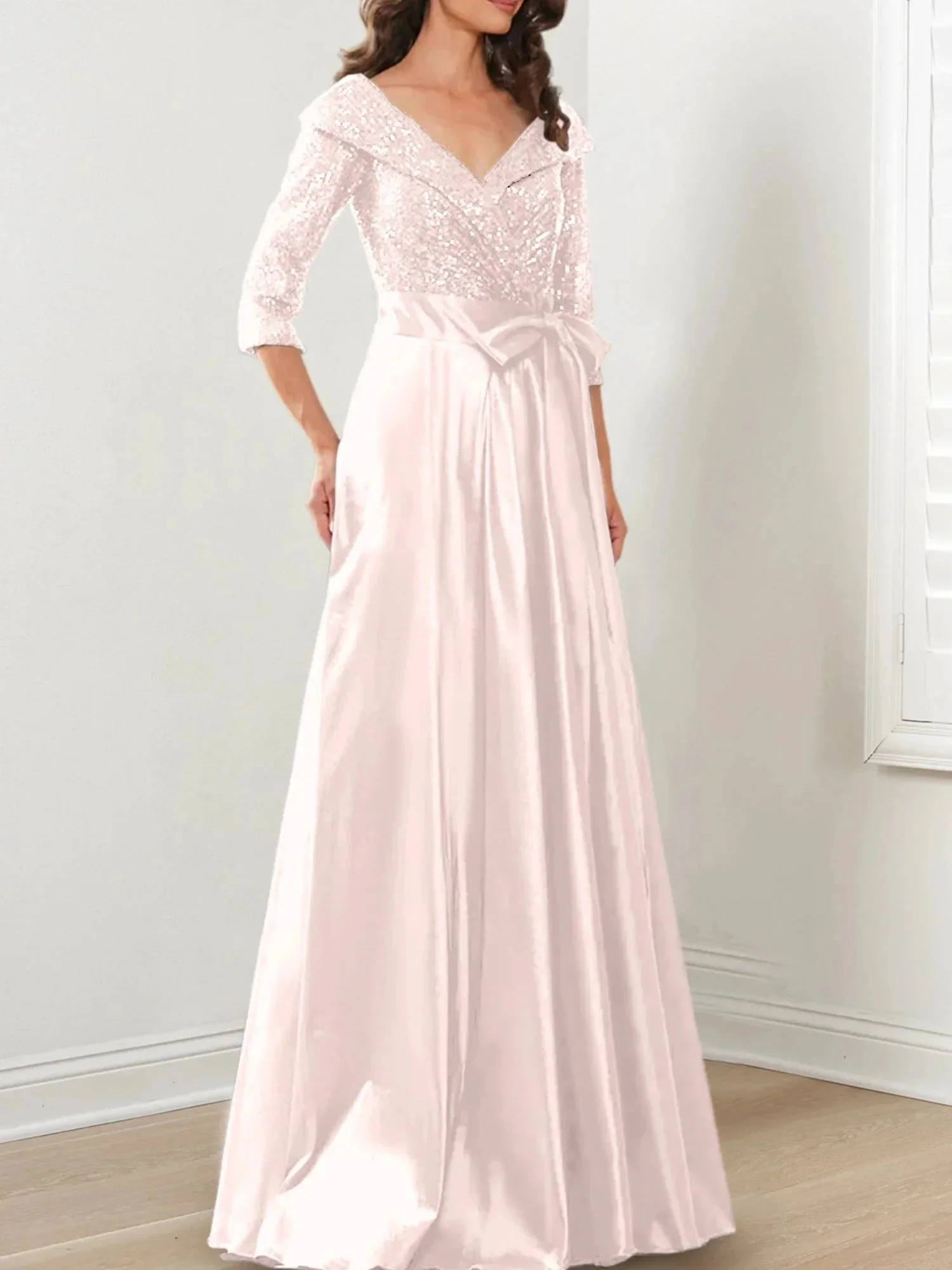 A-Line/Princess V-Neck Floor-Length Mother of the Bride Dresses - Image 103