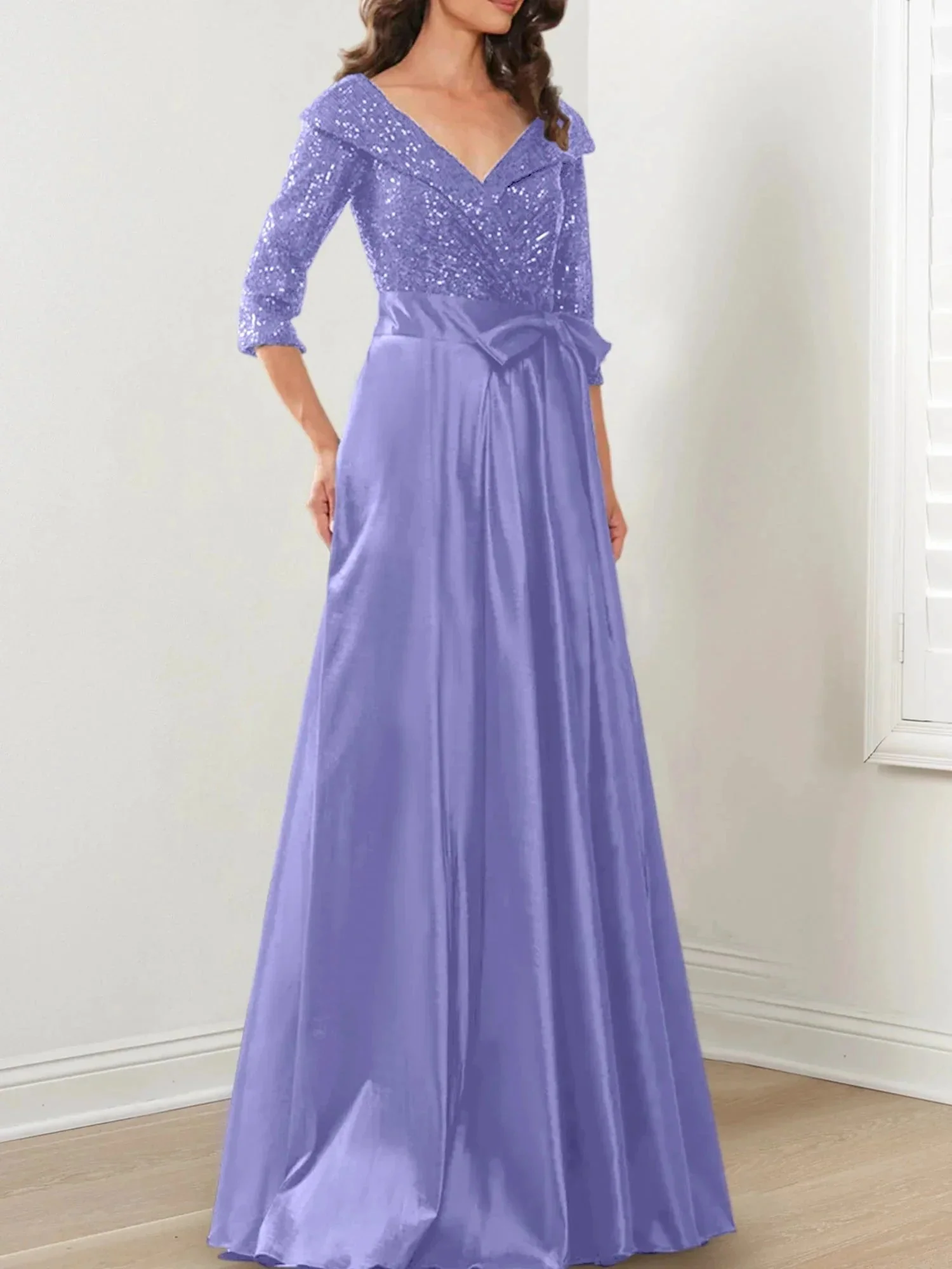 A-Line/Princess V-Neck Floor-Length Mother of the Bride Dresses - Image 104