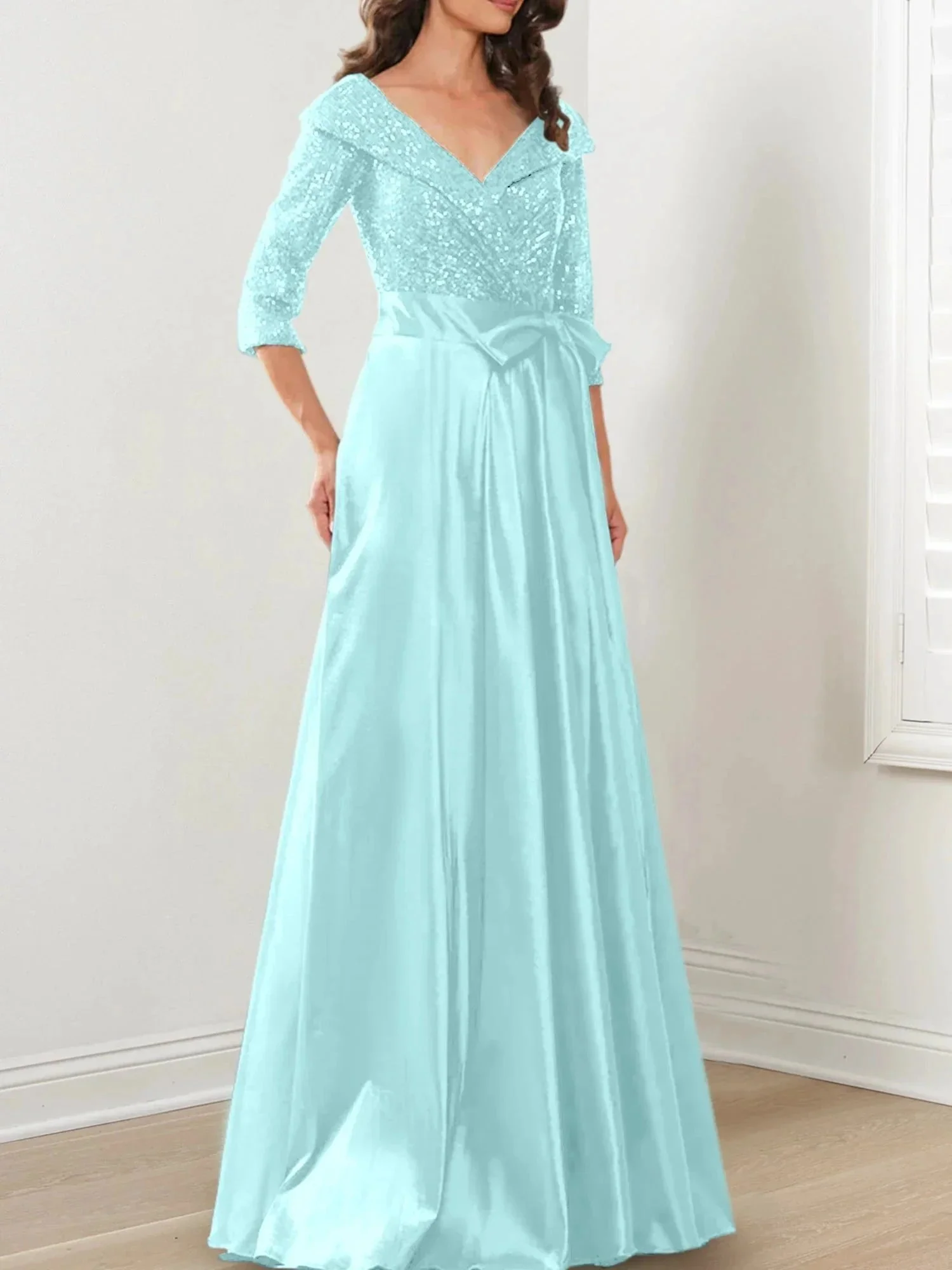A-Line/Princess V-Neck Floor-Length Mother of the Bride Dresses - Image 106