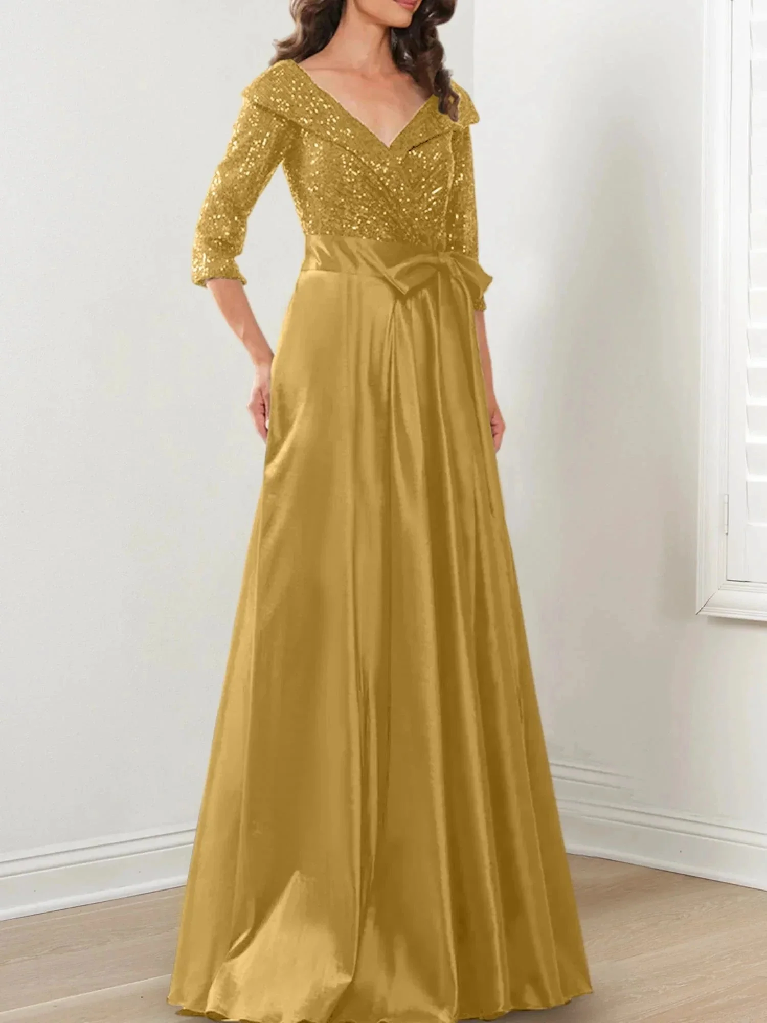 A-Line/Princess V-Neck Floor-Length Mother of the Bride Dresses - Image 112
