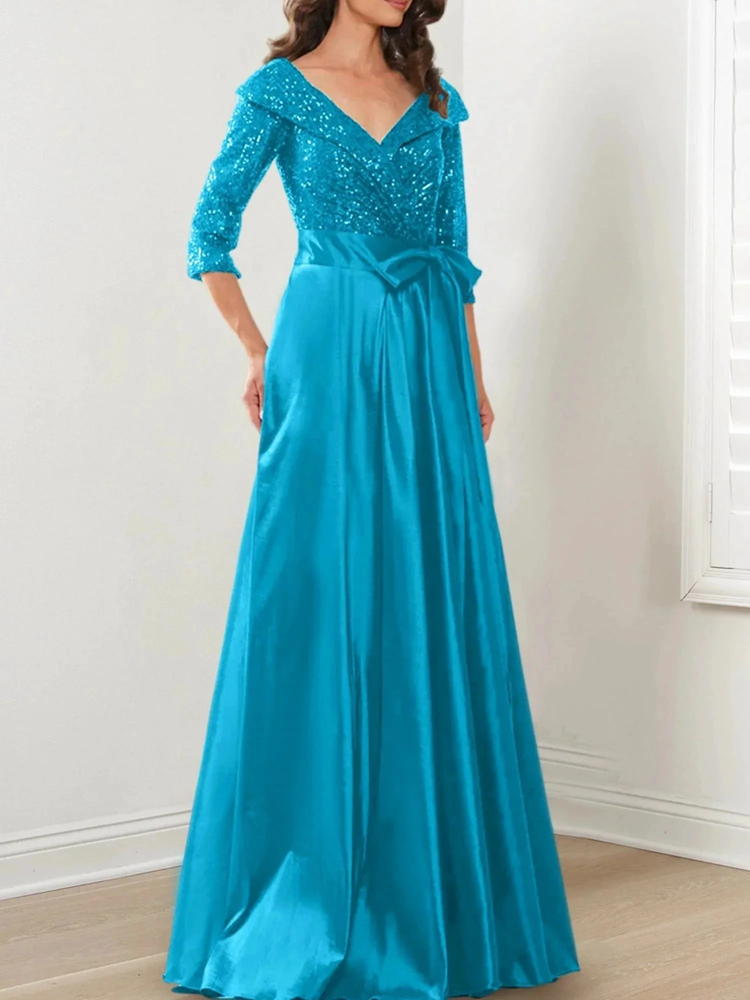 A-Line/Princess V-Neck Floor-Length Mother of the Bride Dresses - Image 113