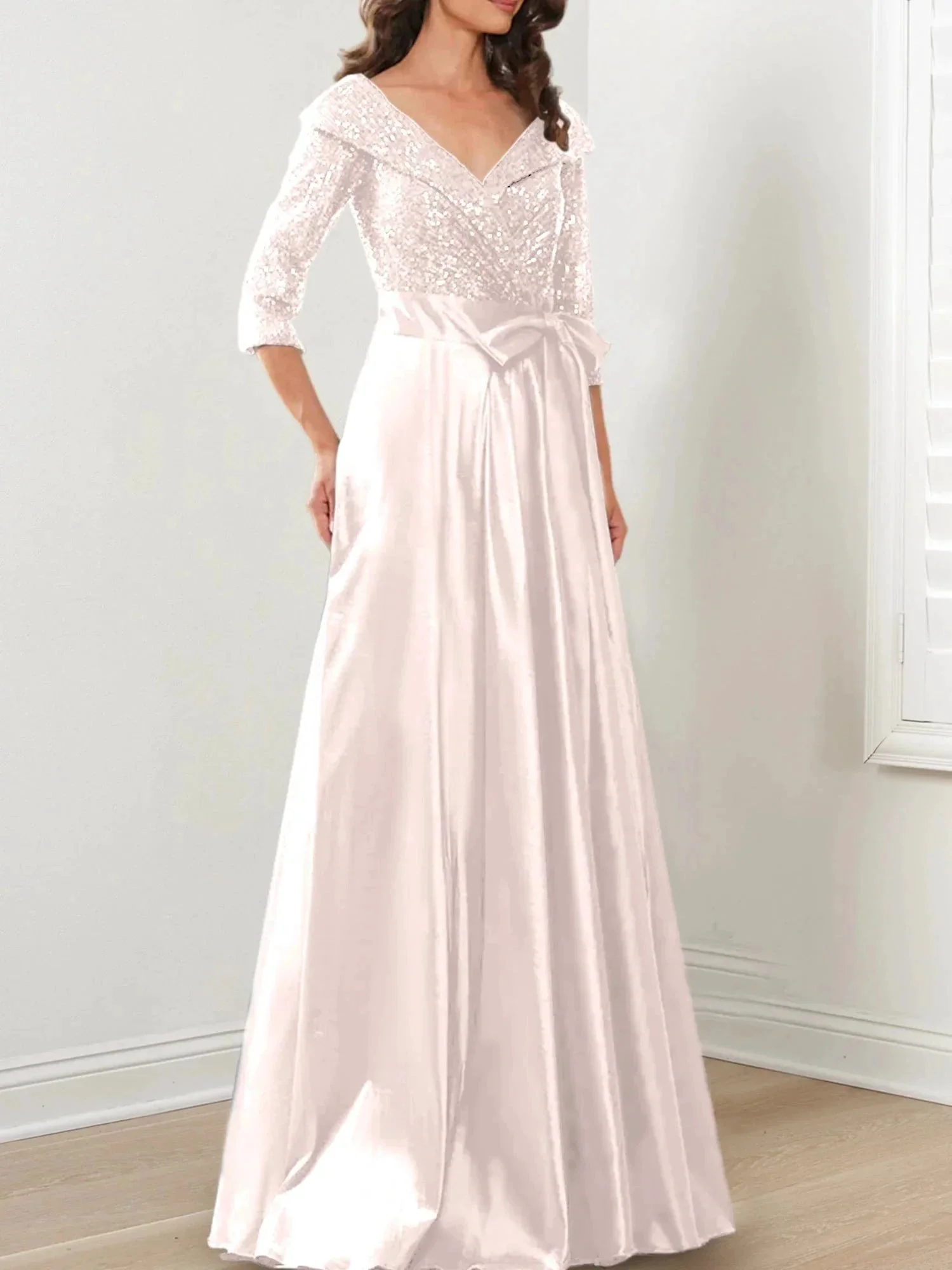 A-Line/Princess V-Neck Floor-Length Mother of the Bride Dresses - Image 119