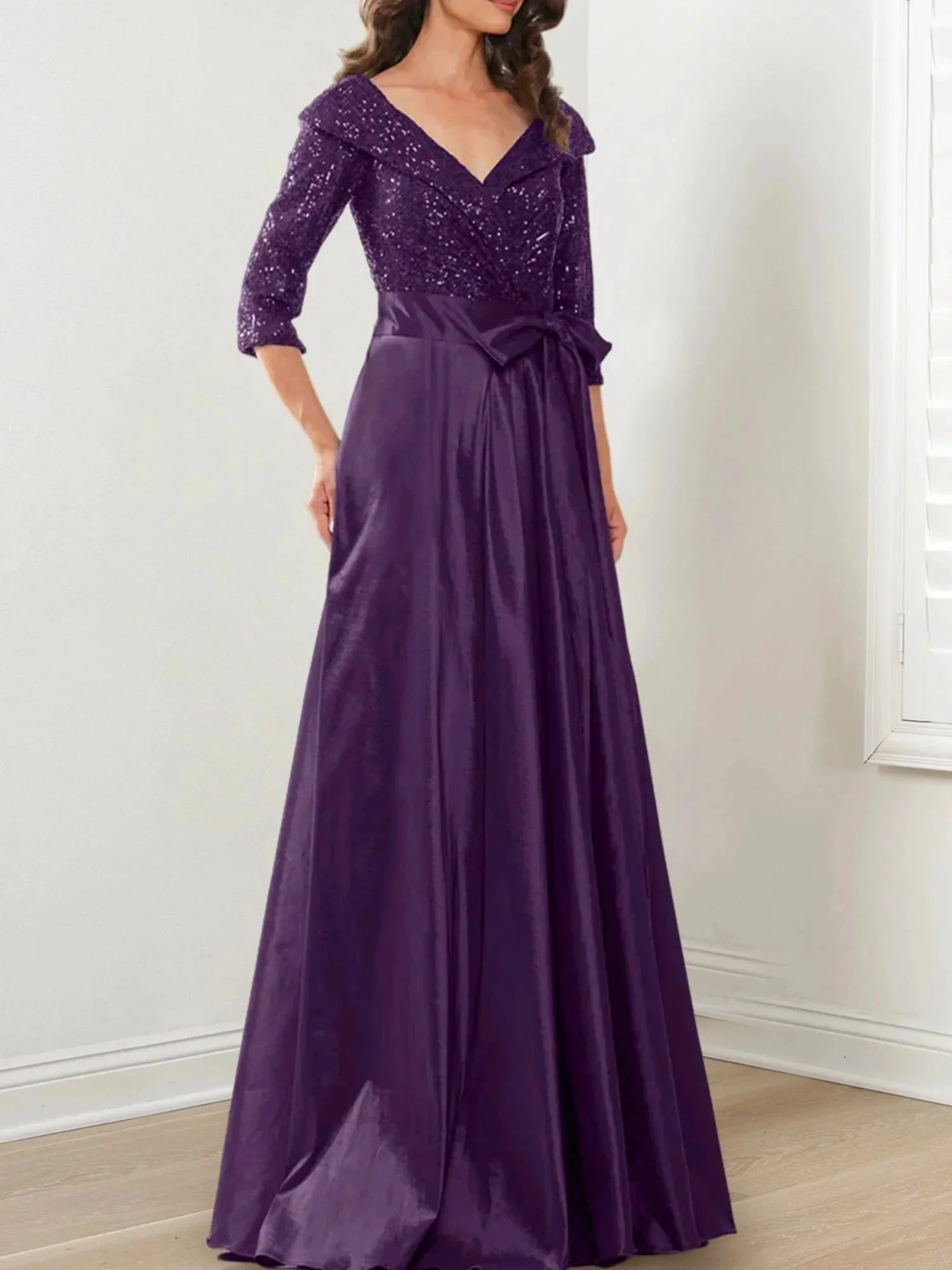 A-Line/Princess V-Neck Floor-Length Mother of the Bride Dresses - Image 121