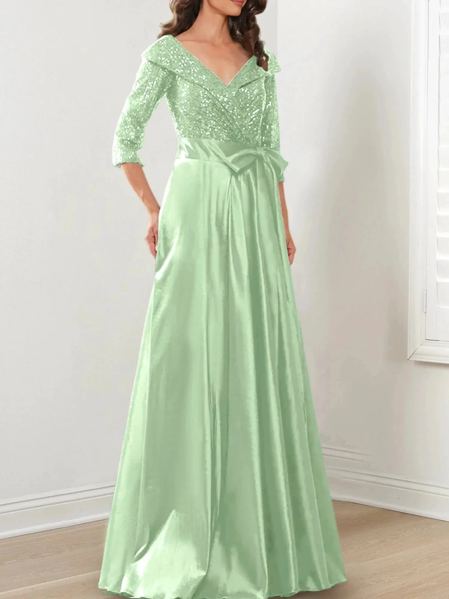 A-Line/Princess V-Neck Floor-Length Mother of the Bride Dresses - Image 126