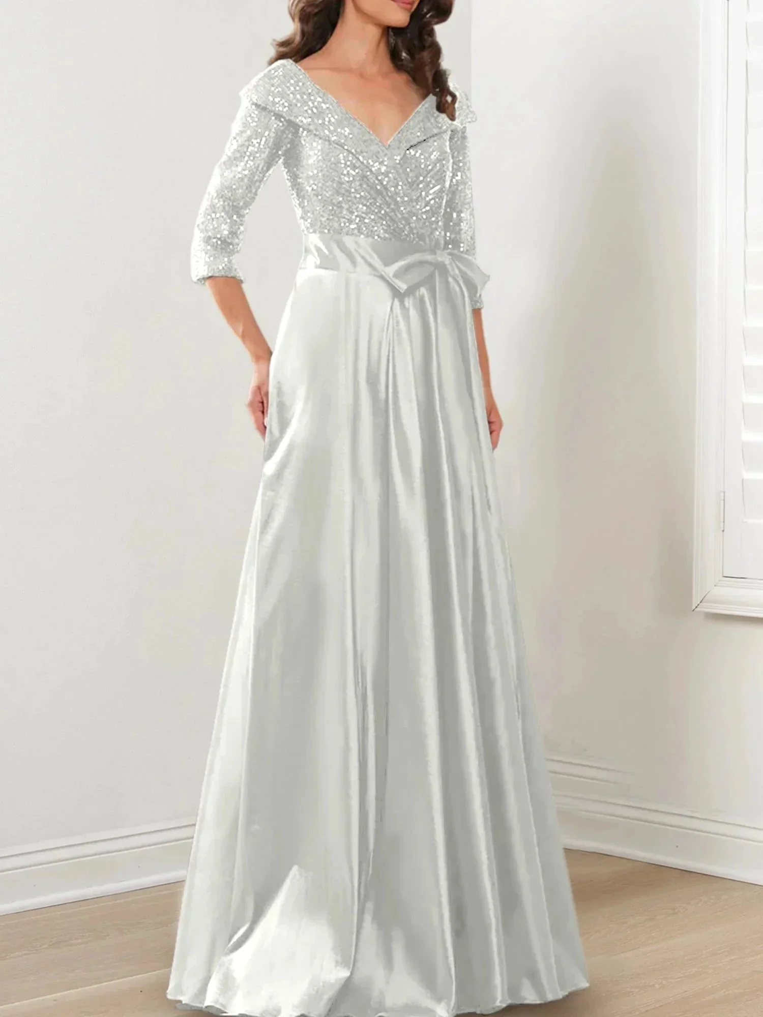 A-Line/Princess V-Neck Floor-Length Mother of the Bride Dresses - Image 128