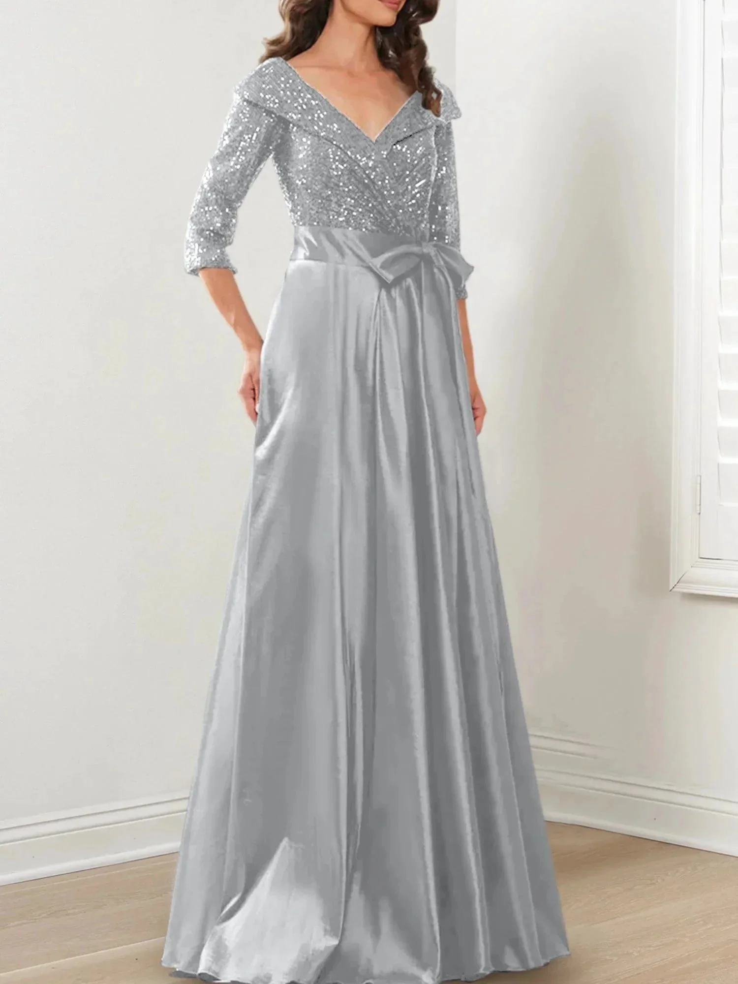 A-Line/Princess V-Neck Floor-Length Mother of the Bride Dresses - Image 129