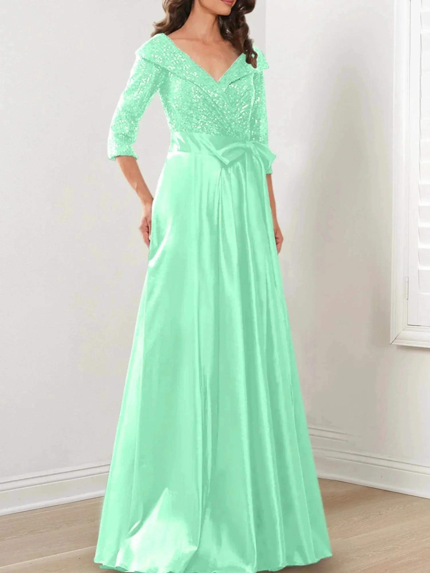 A-Line/Princess V-Neck Floor-Length Mother of the Bride Dresses - Image 131