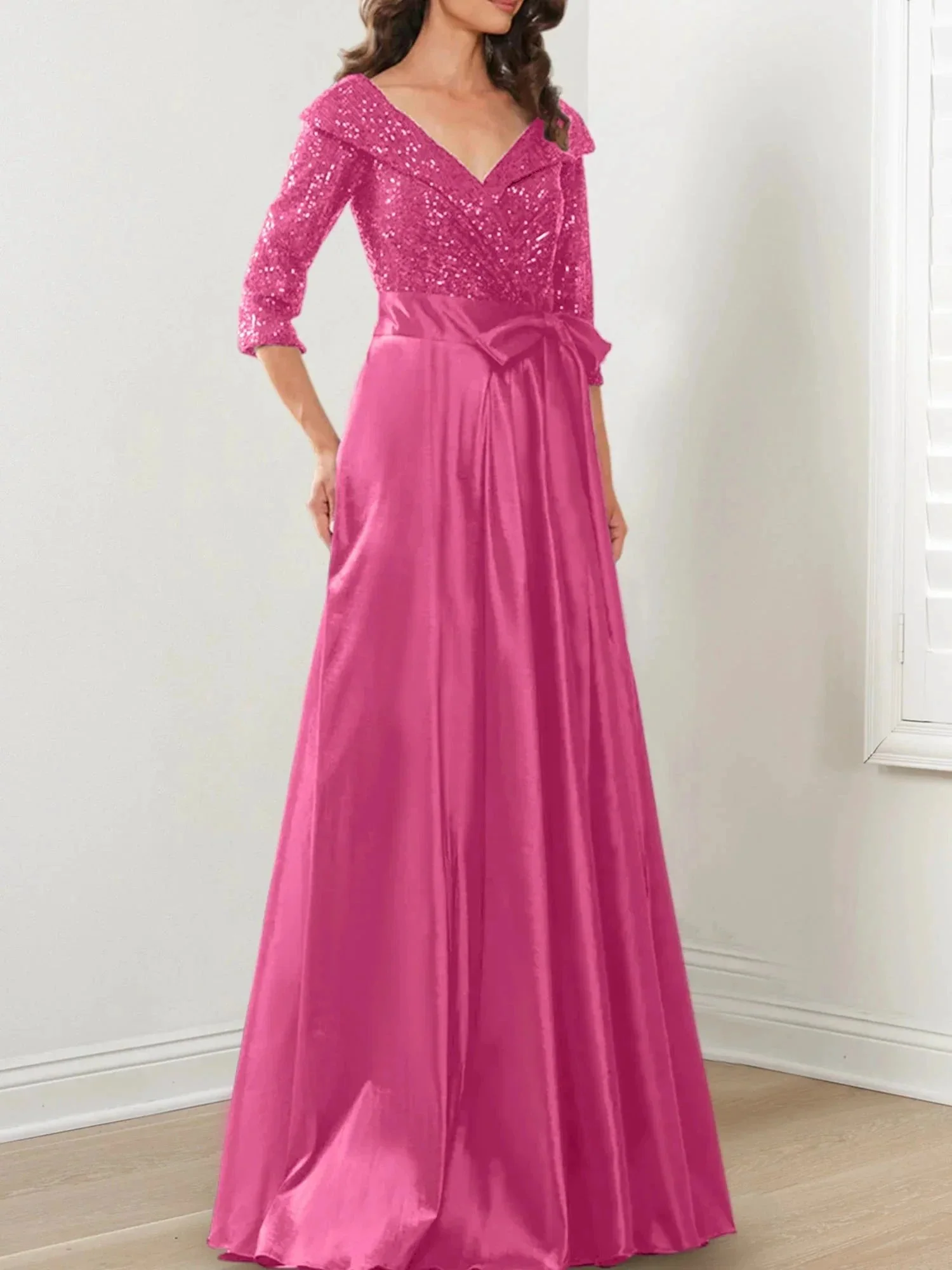 A-Line/Princess V-Neck Floor-Length Mother of the Bride Dresses - Image 29