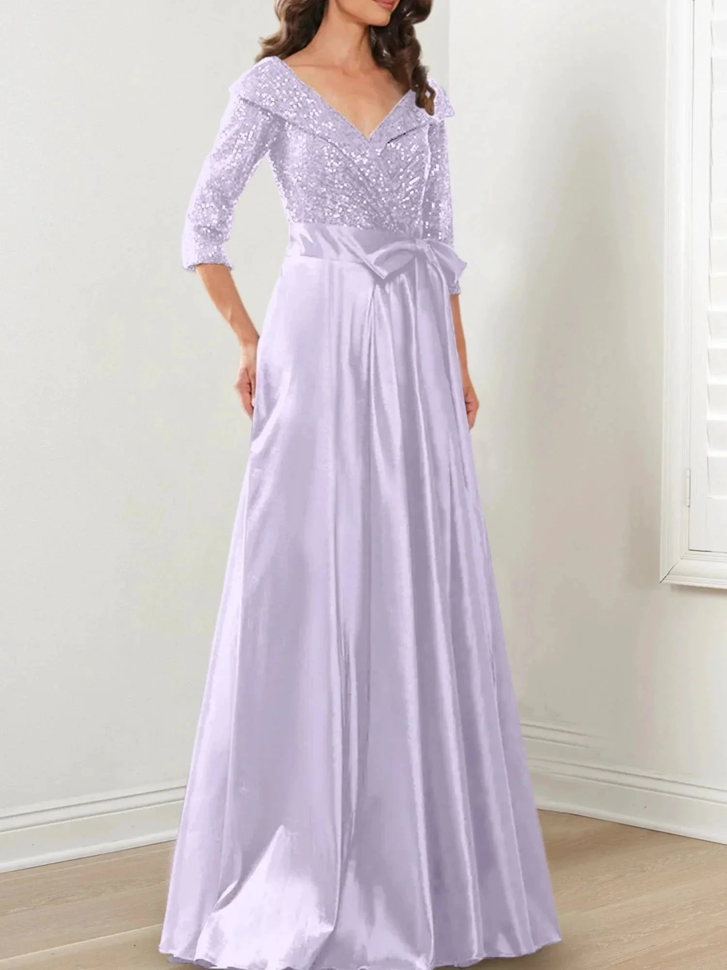 A-Line/Princess V-Neck Floor-Length Mother of the Bride Dresses - Image 39
