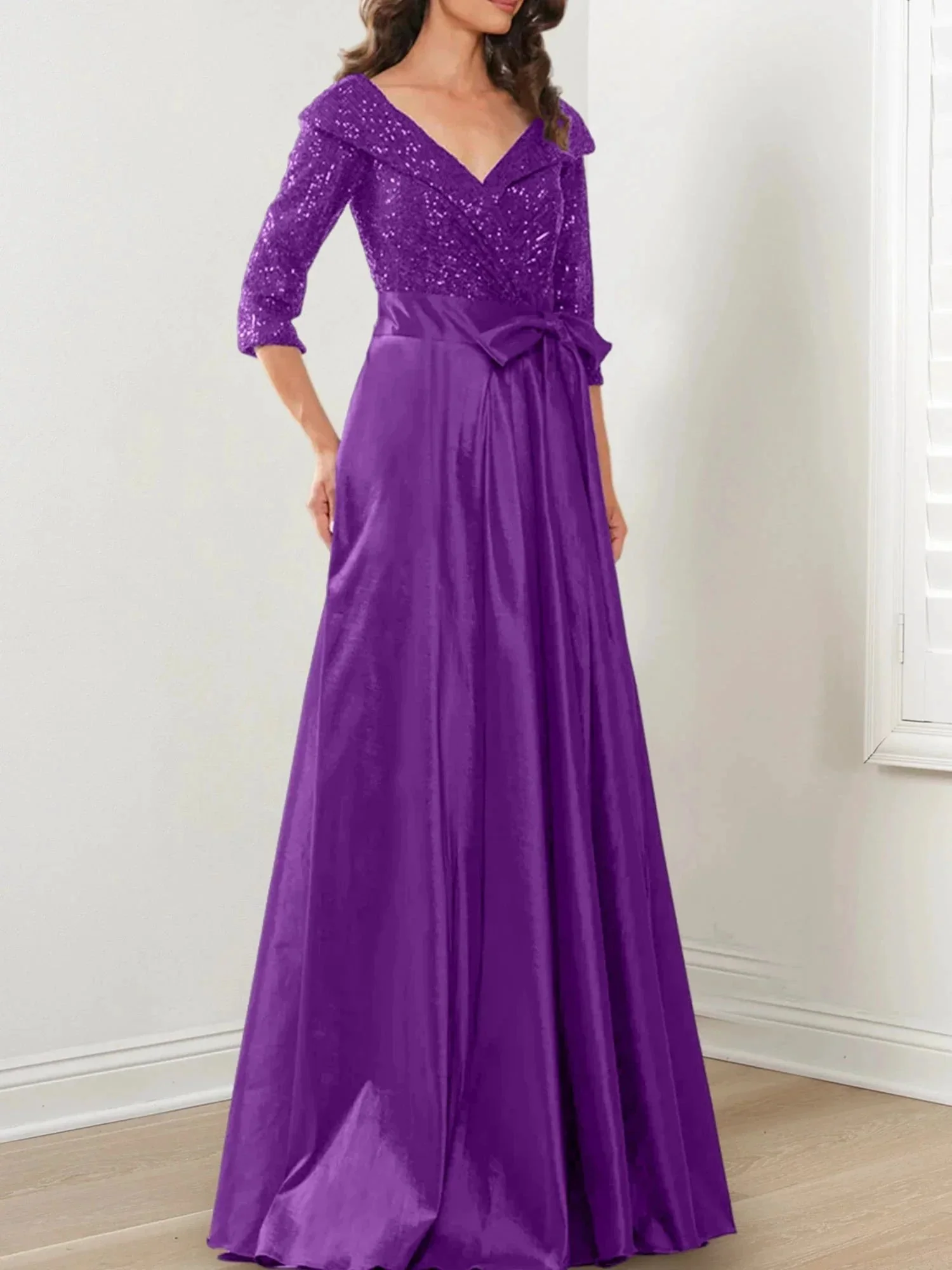 A-Line/Princess V-Neck Floor-Length Mother of the Bride Dresses - Image 40
