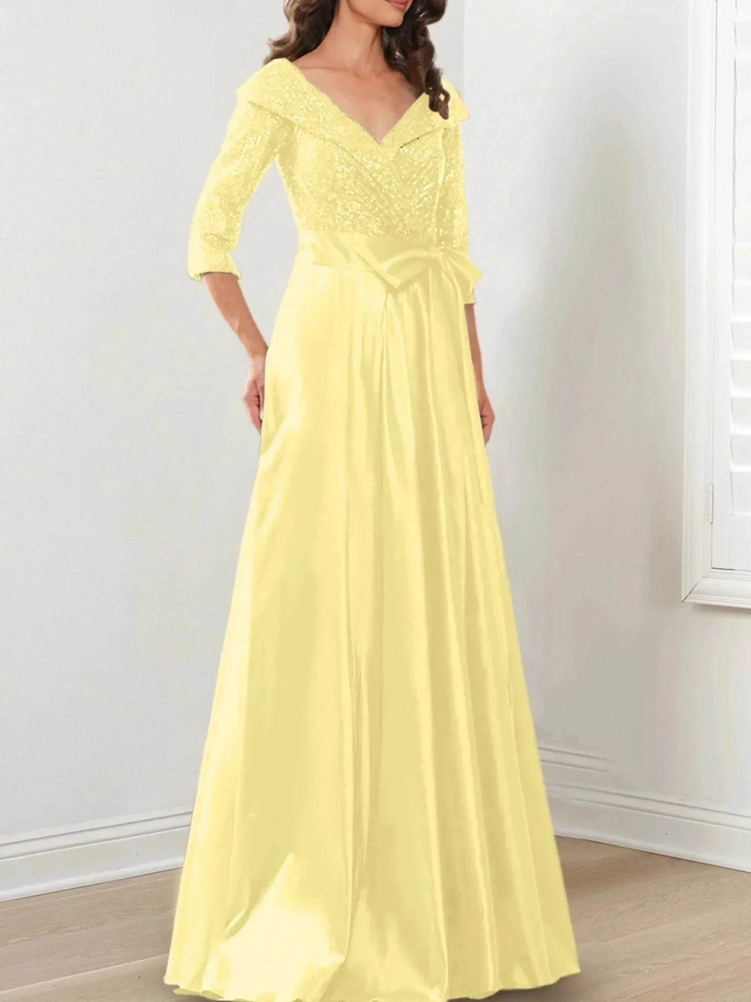 A-Line/Princess V-Neck Floor-Length Mother of the Bride Dresses - Image 44