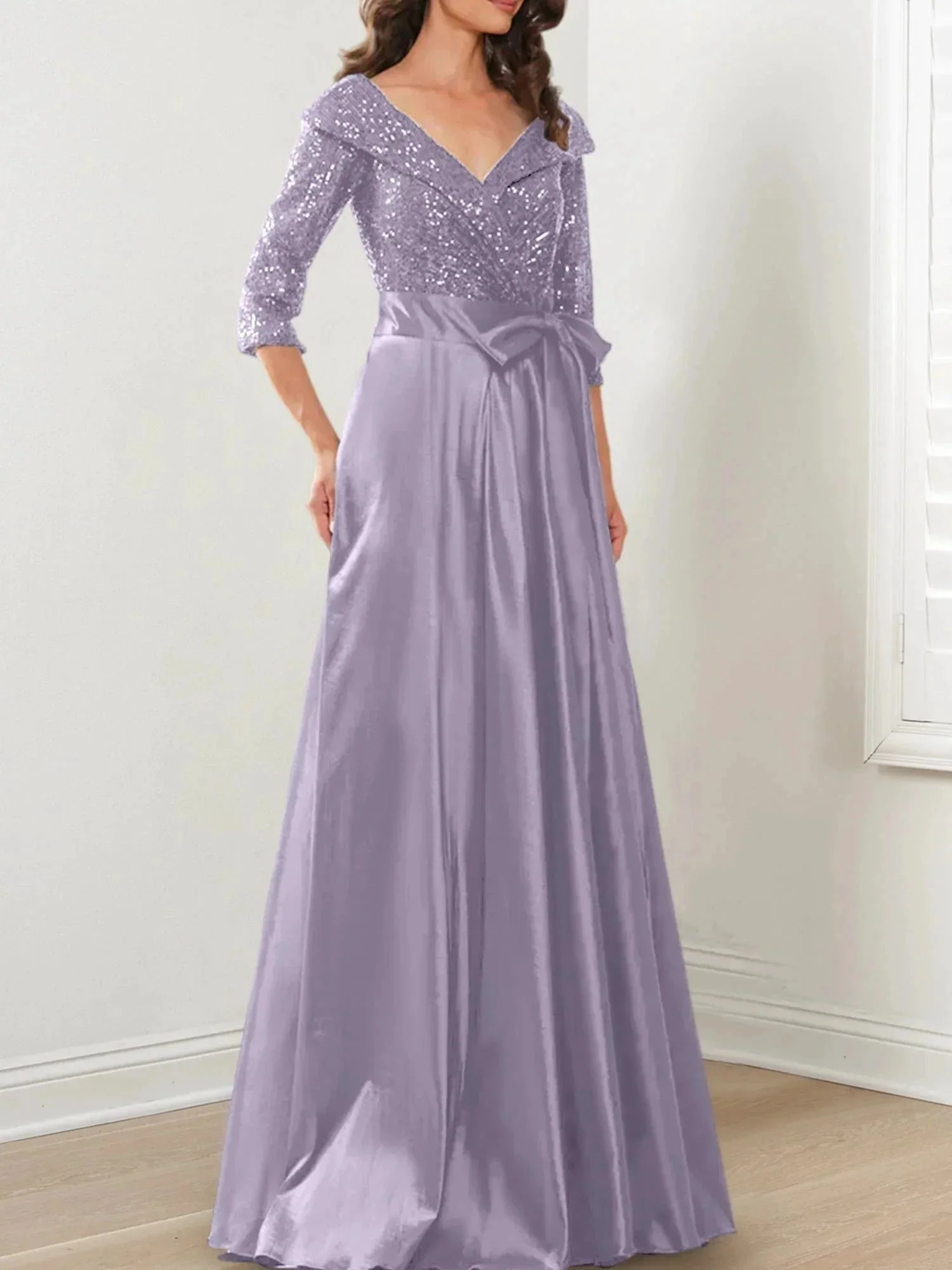 A-Line/Princess V-Neck Floor-Length Mother of the Bride Dresses - Image 51