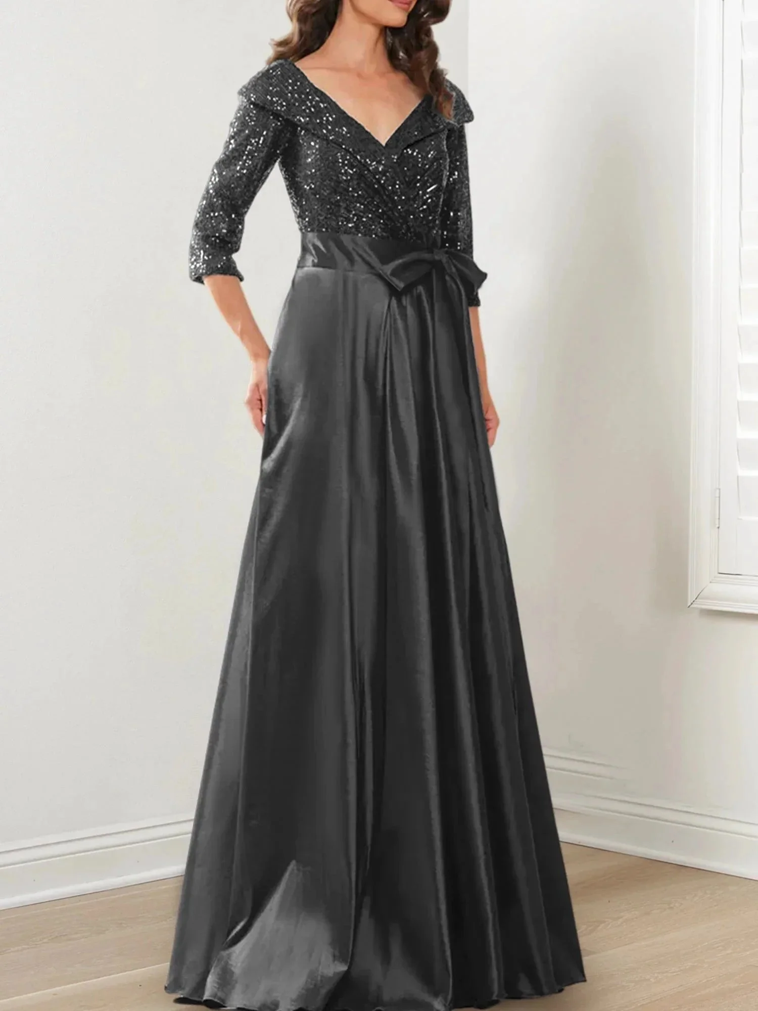 A-Line/Princess V-Neck Floor-Length Mother of the Bride Dresses - Image 52