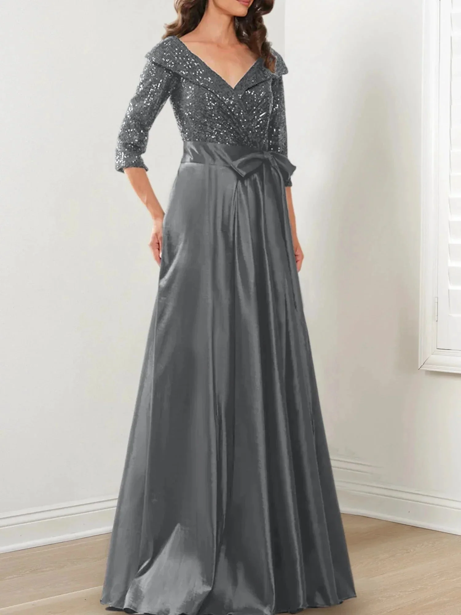 A-Line/Princess V-Neck Floor-Length Mother of the Bride Dresses - Image 53
