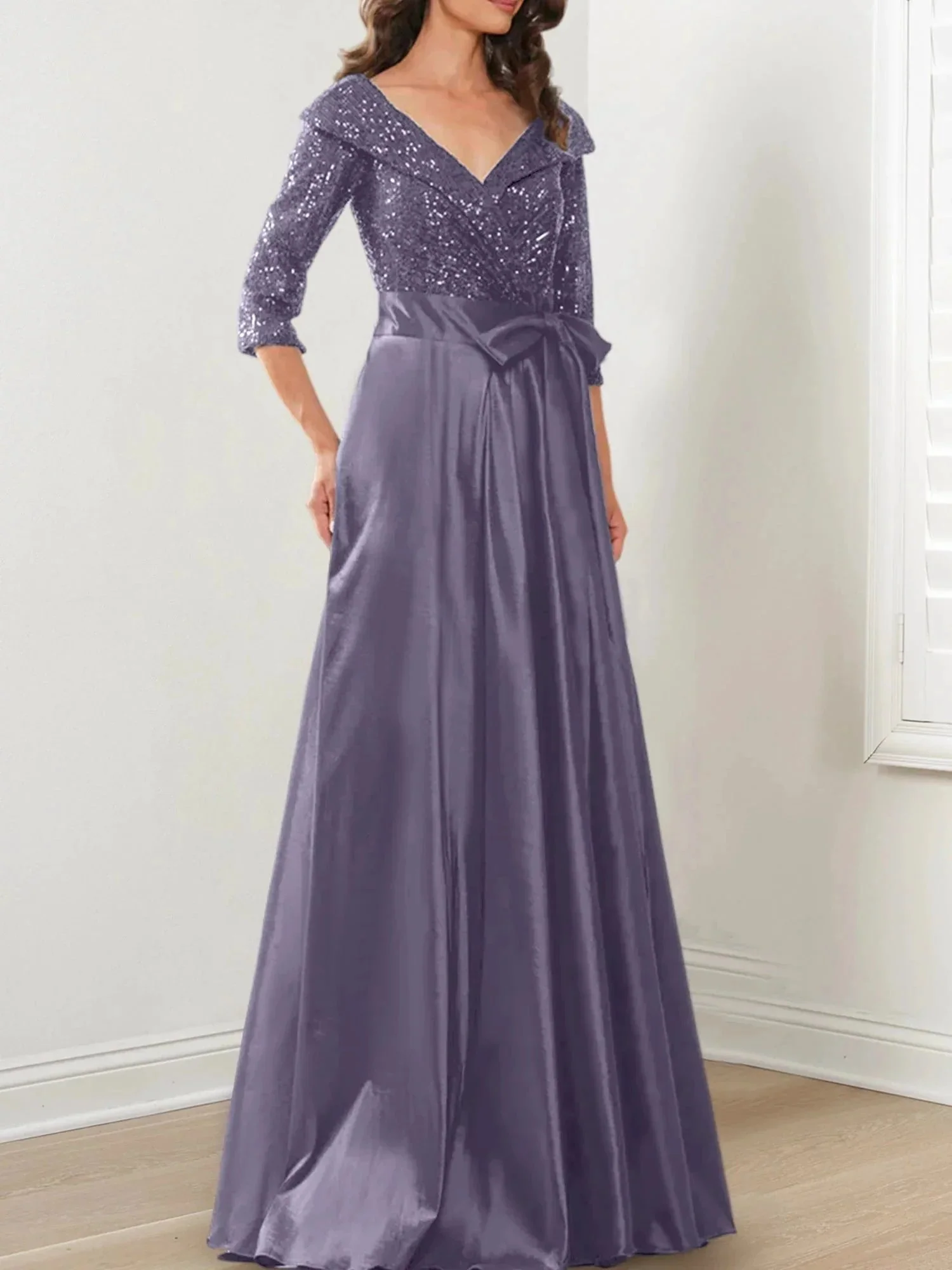 A-Line/Princess V-Neck Floor-Length Mother of the Bride Dresses - Image 54