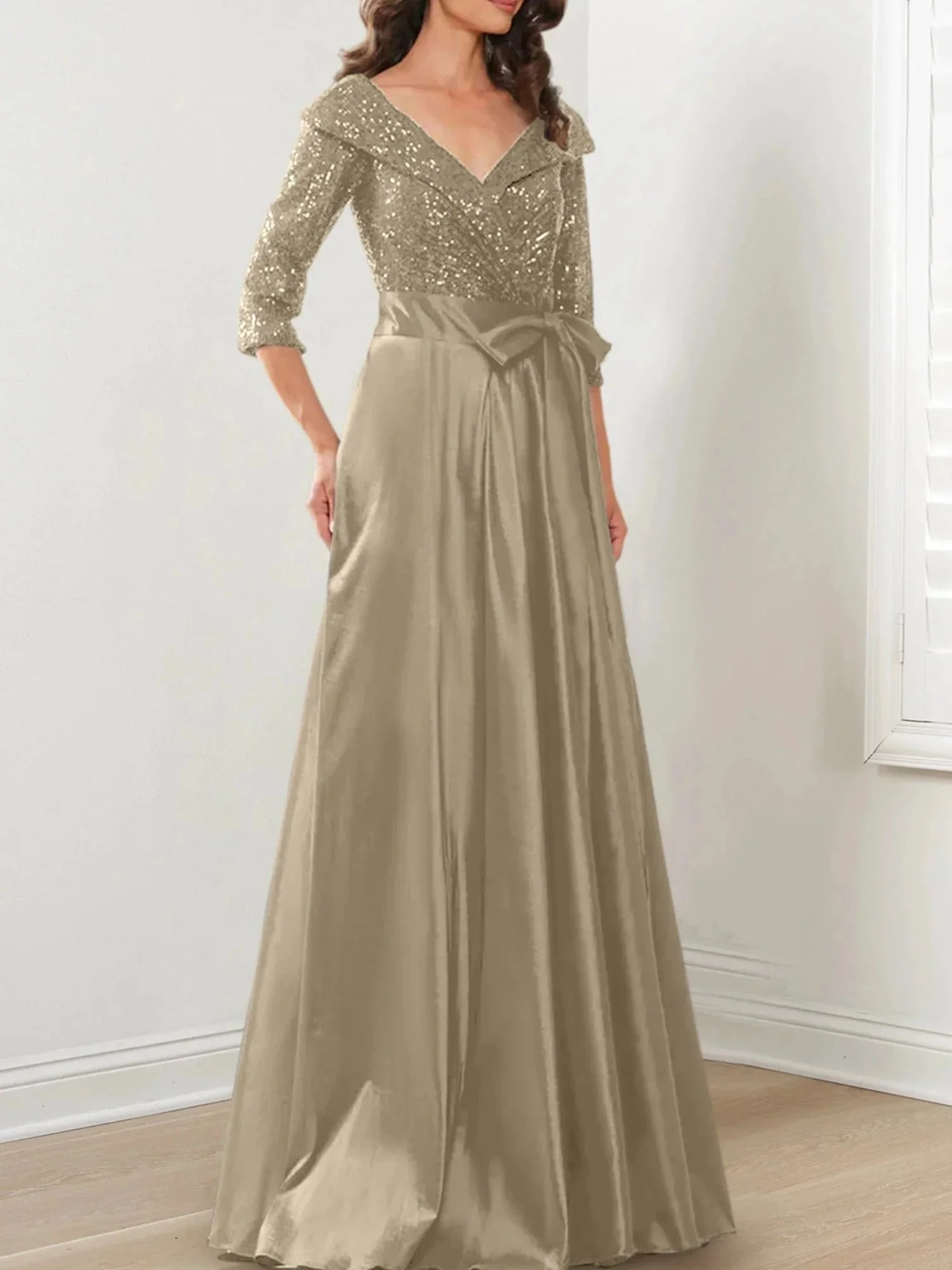 A-Line/Princess V-Neck Floor-Length Mother of the Bride Dresses - Image 62