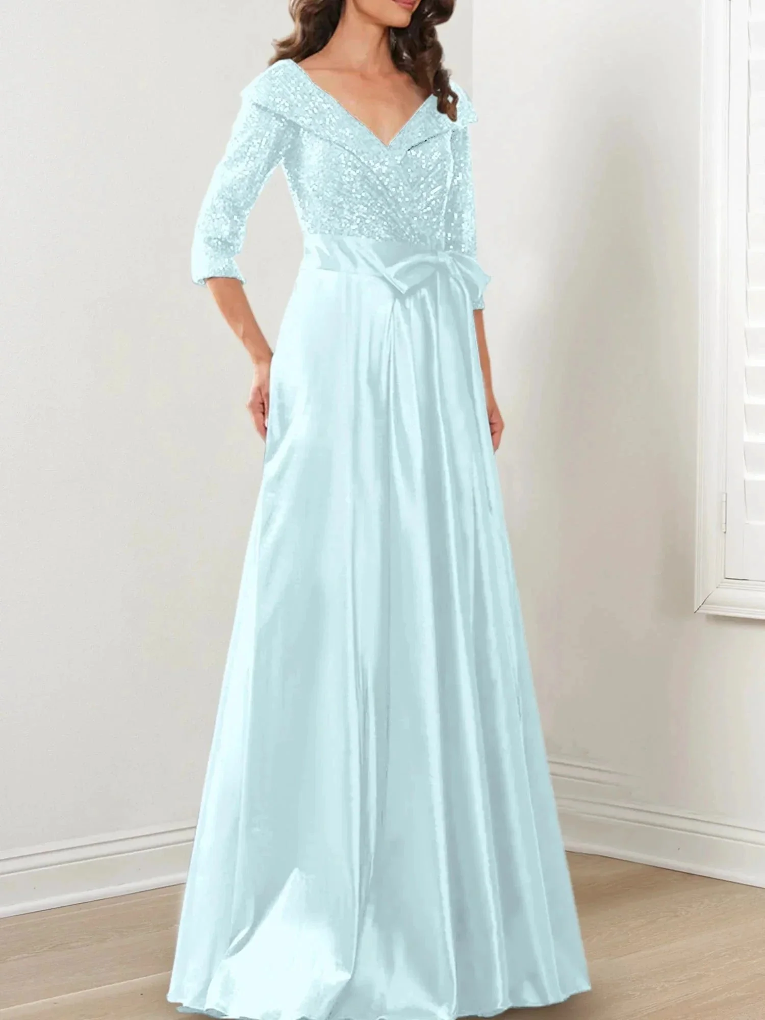 A-Line/Princess V-Neck Floor-Length Mother of the Bride Dresses - Image 65