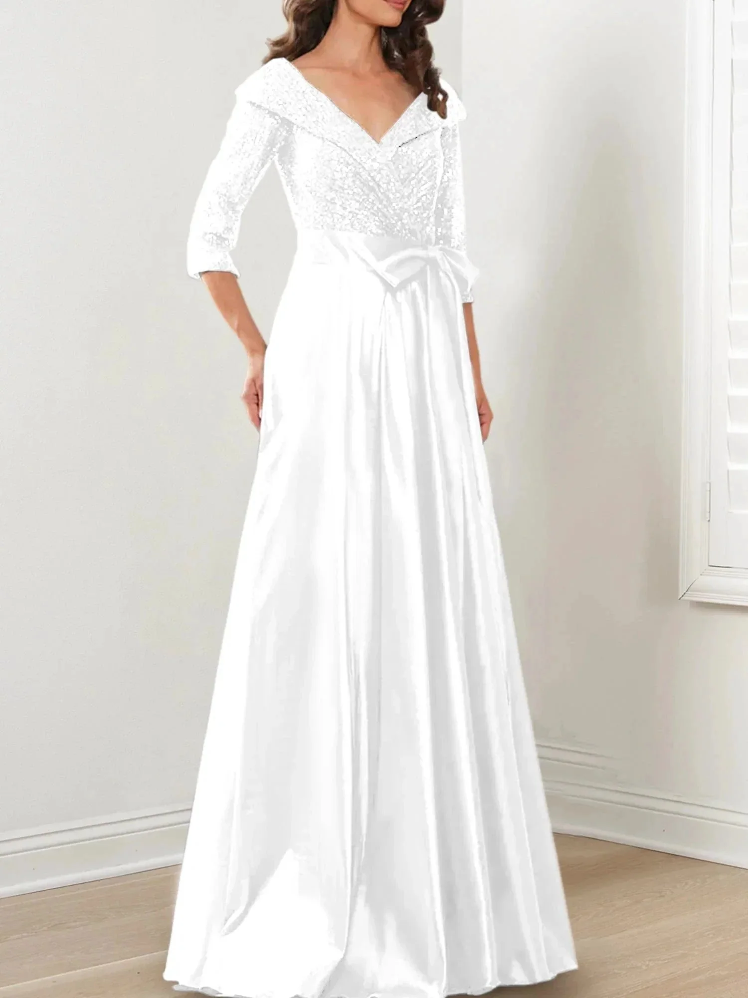 A-Line/Princess V-Neck Floor-Length Mother of the Bride Dresses - Image 67