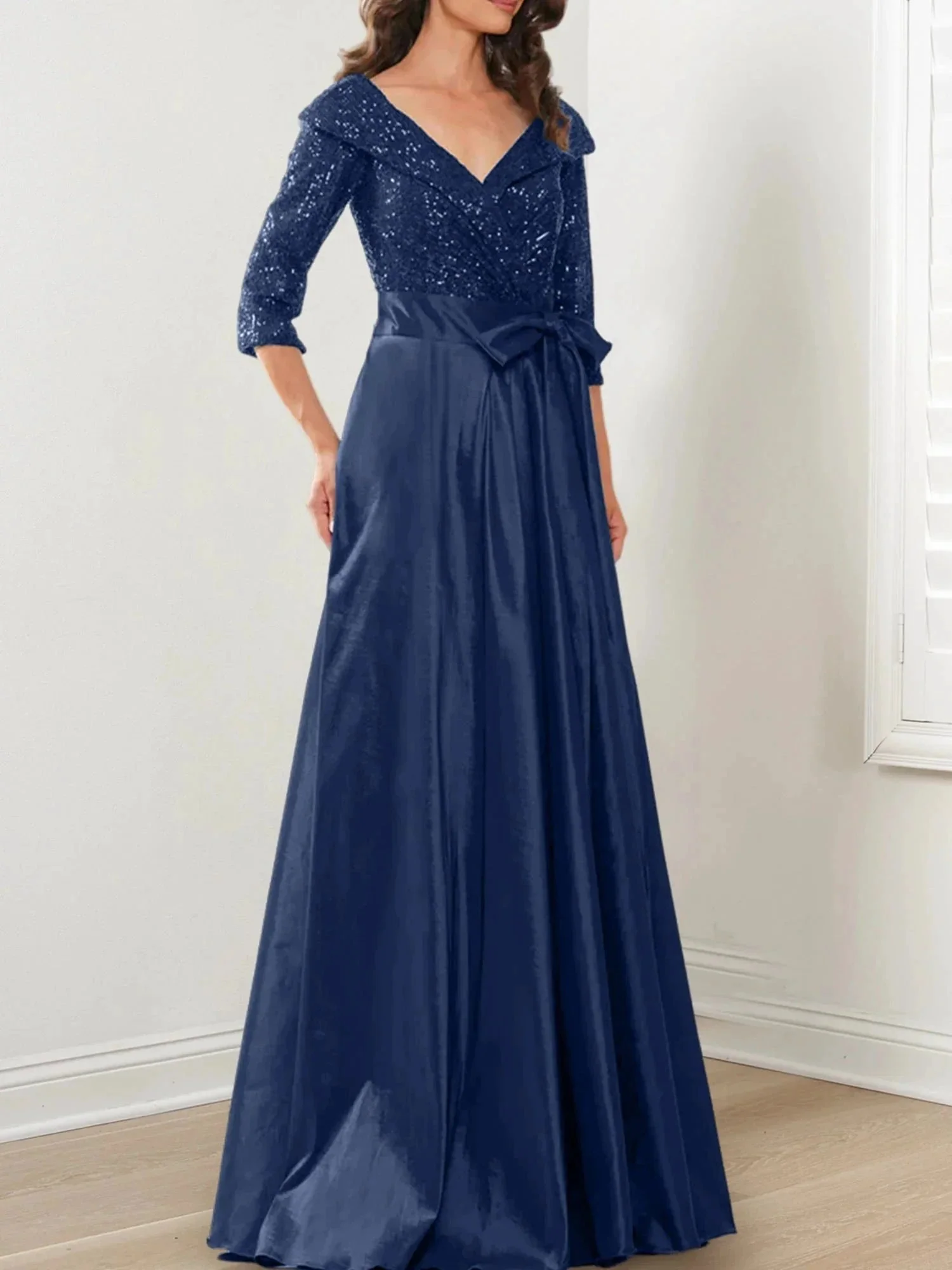 A-Line/Princess V-Neck Floor-Length Mother of the Bride Dresses - Image 73