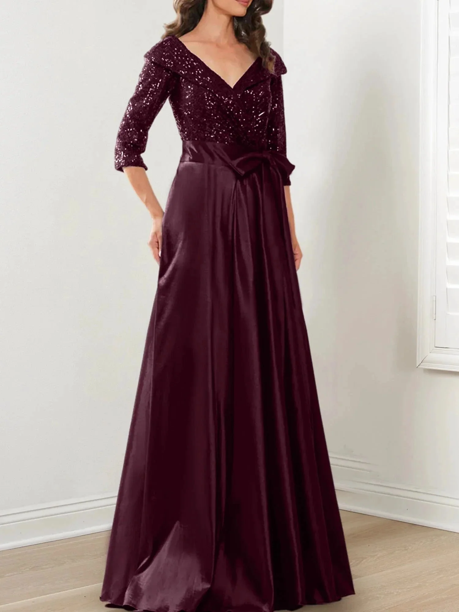 A-Line/Princess V-Neck Floor-Length Mother of the Bride Dresses - Image 75