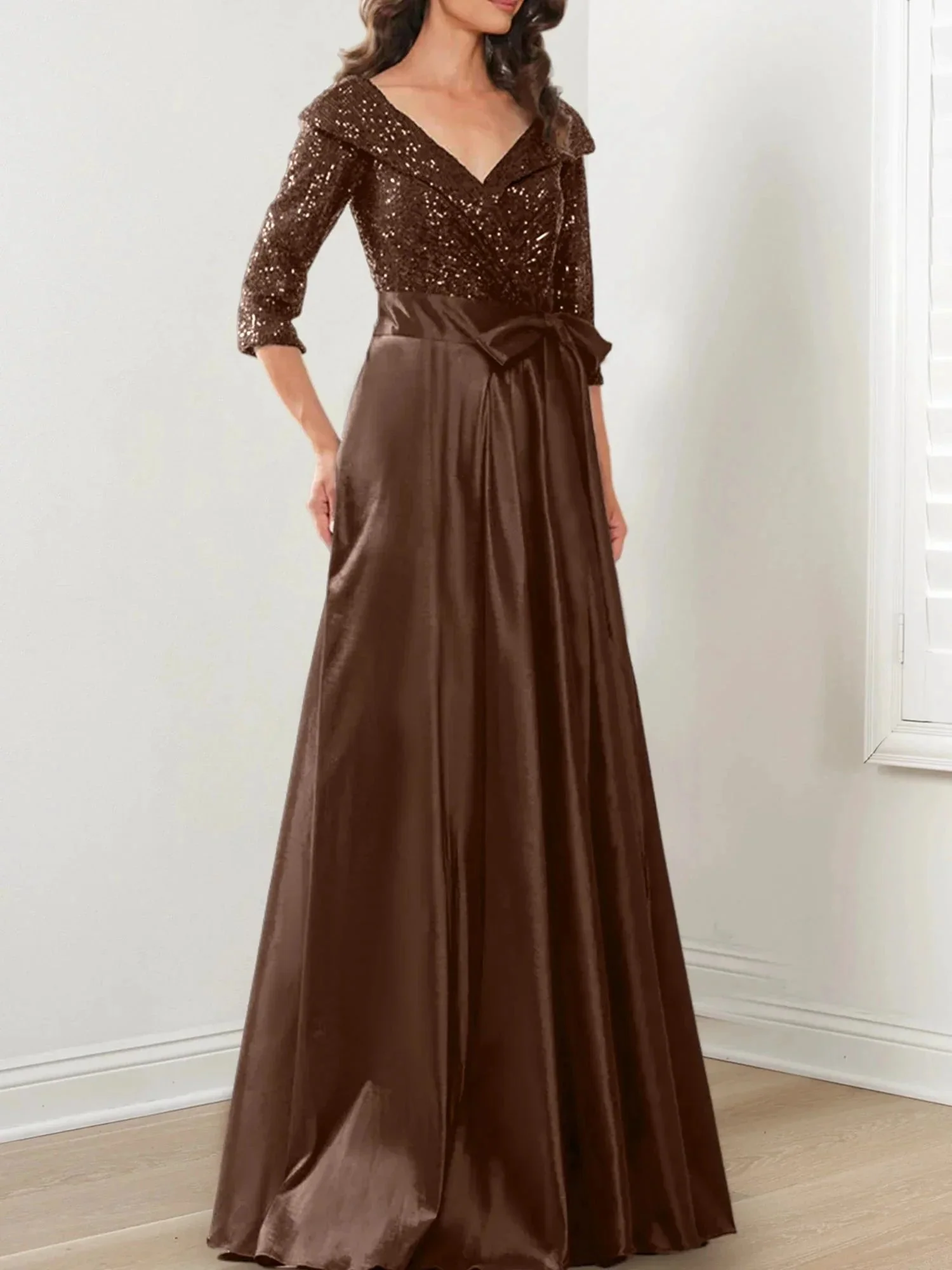 A-Line/Princess V-Neck Floor-Length Mother of the Bride Dresses - Image 79