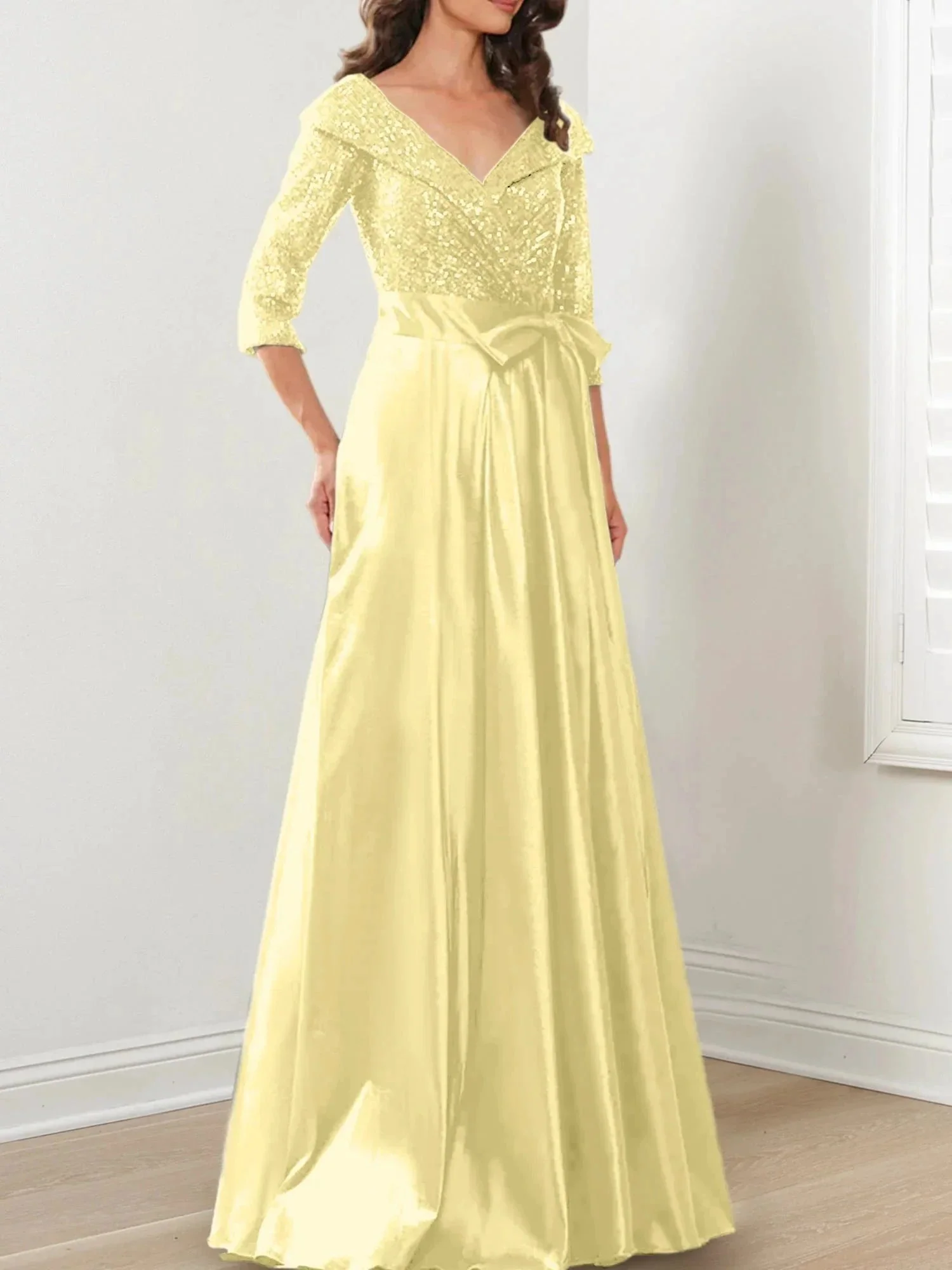 A-Line/Princess V-Neck Floor-Length Mother of the Bride Dresses - Image 81