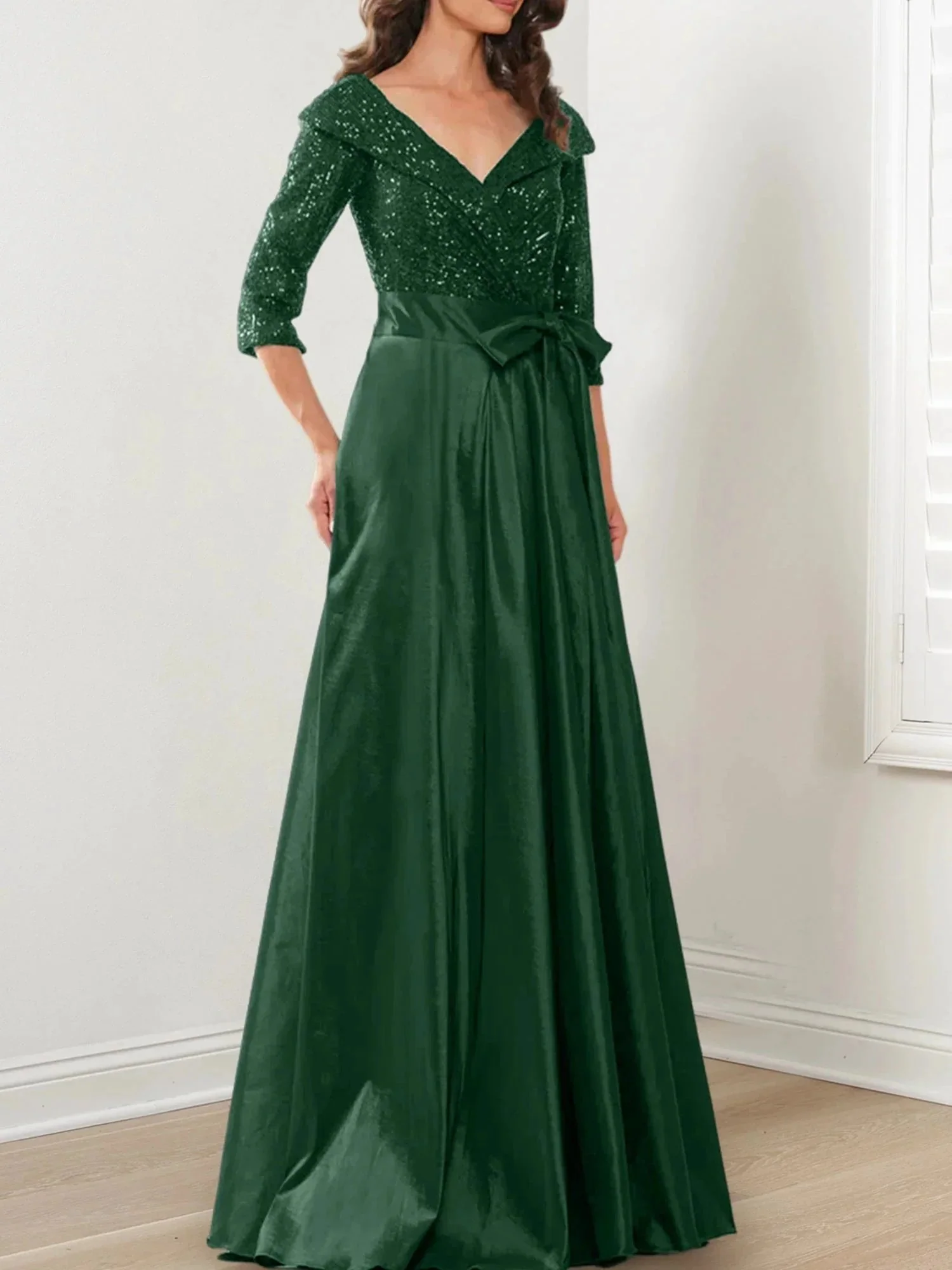 A-Line/Princess V-Neck Floor-Length Mother of the Bride Dresses - Image 84