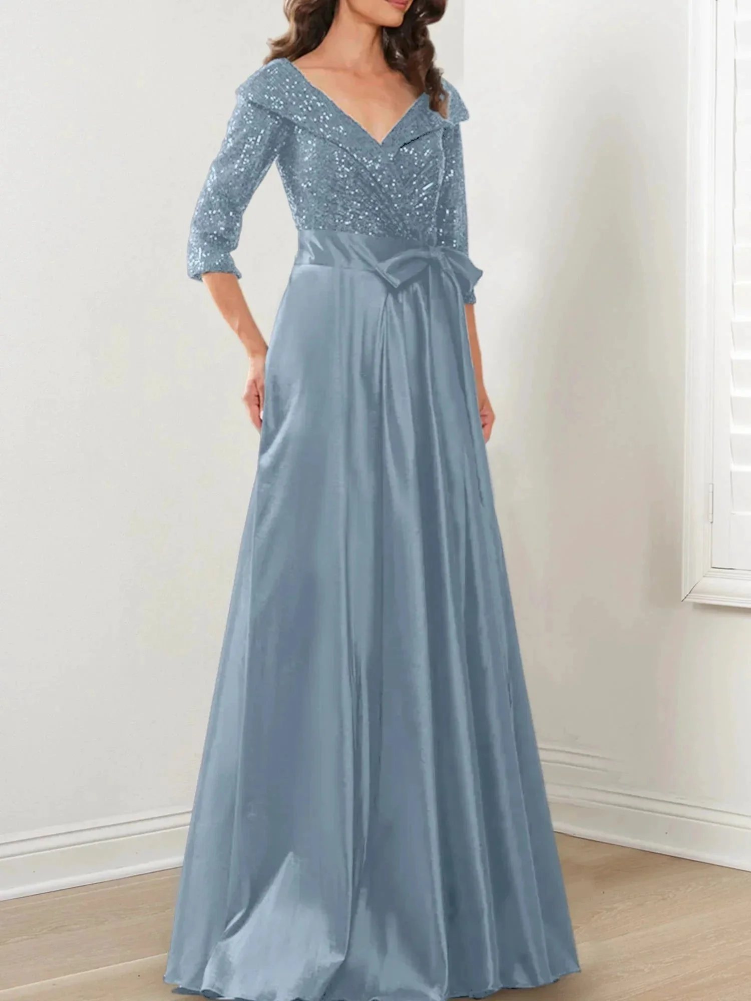 A-Line/Princess V-Neck Floor-Length Mother of the Bride Dresses - Image 86
