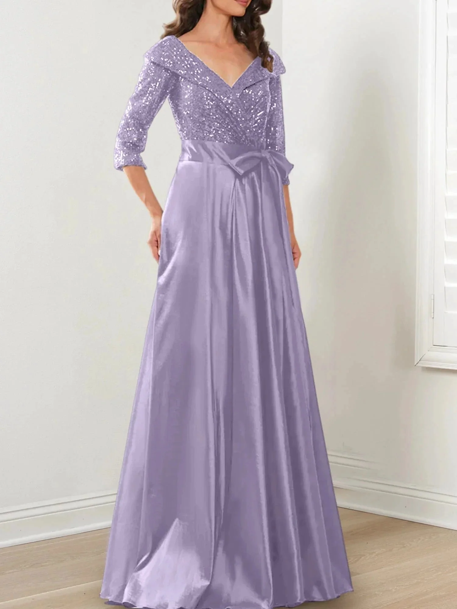 A-Line/Princess V-Neck Floor-Length Mother of the Bride Dresses - Image 87