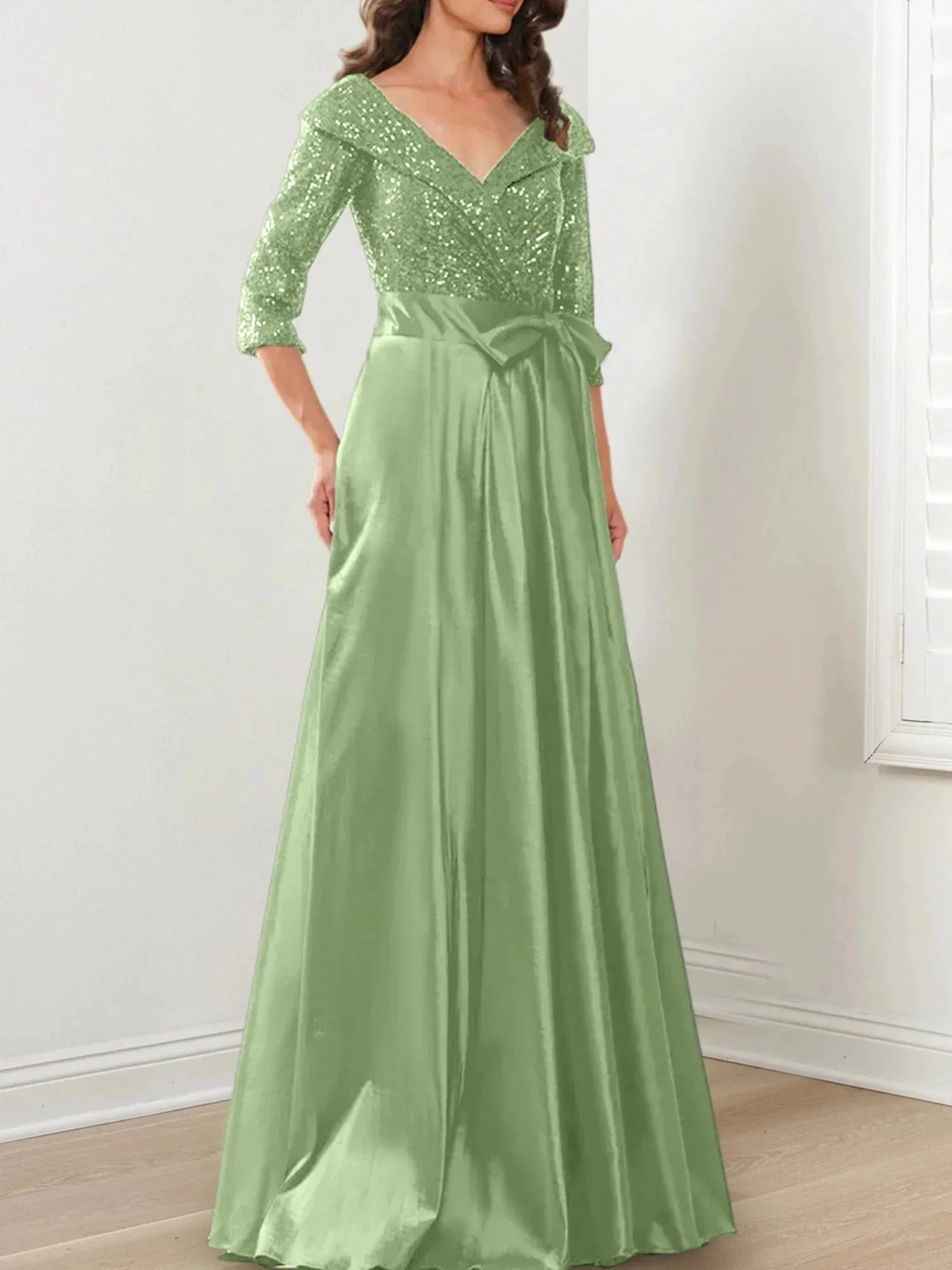 A-Line/Princess V-Neck Floor-Length Mother of the Bride Dresses - Image 89