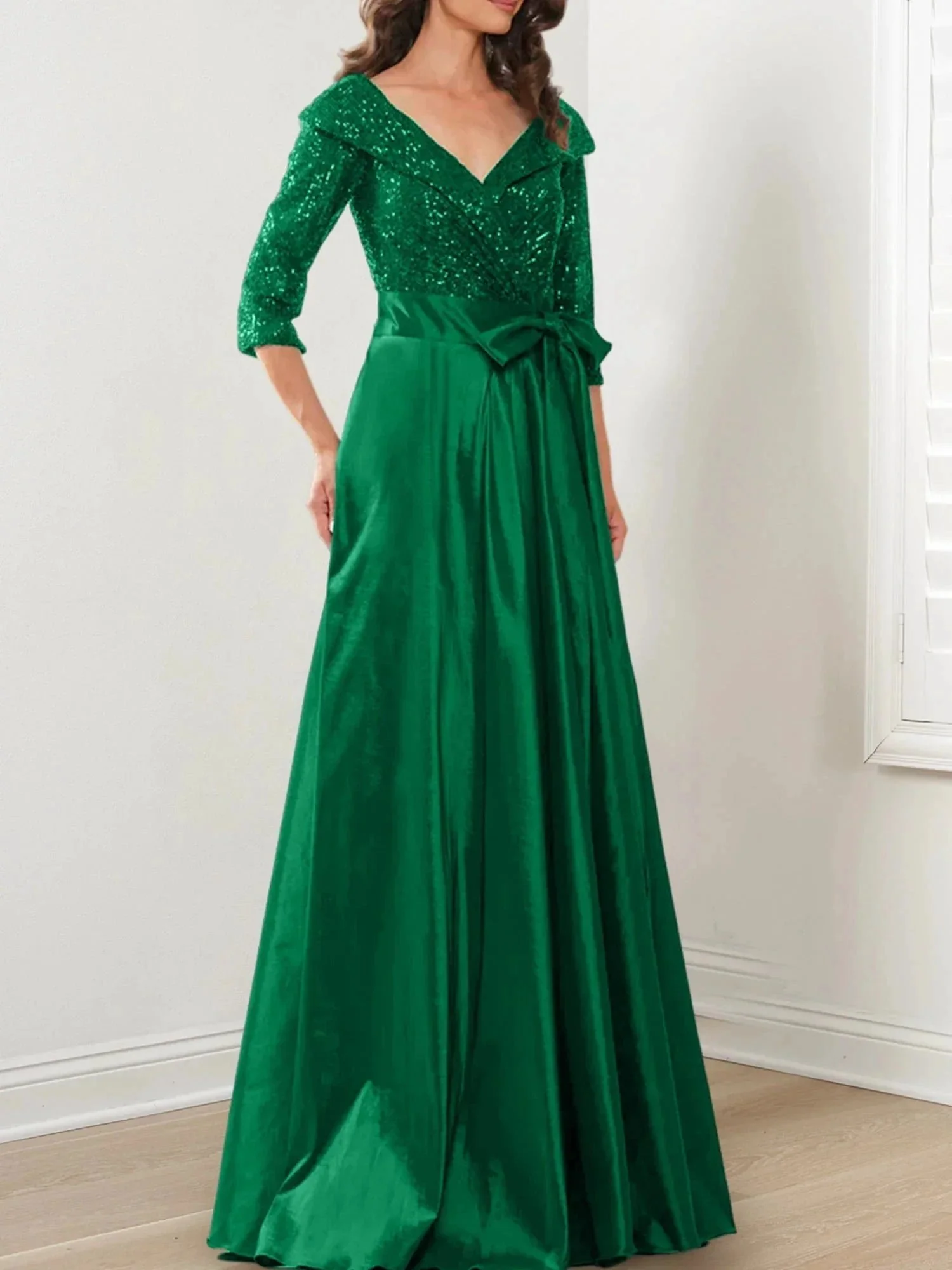 A-Line/Princess V-Neck Floor-Length Mother of the Bride Dresses - Image 90