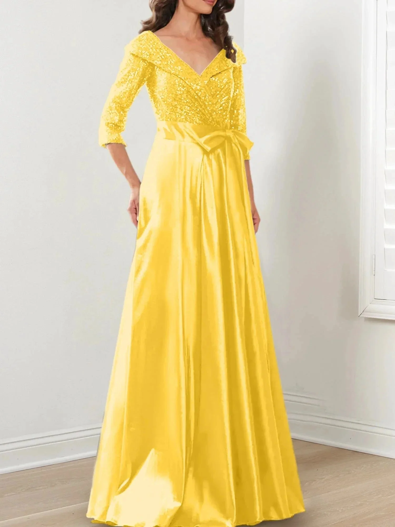 A-Line/Princess V-Neck Floor-Length Mother of the Bride Dresses - Image 94
