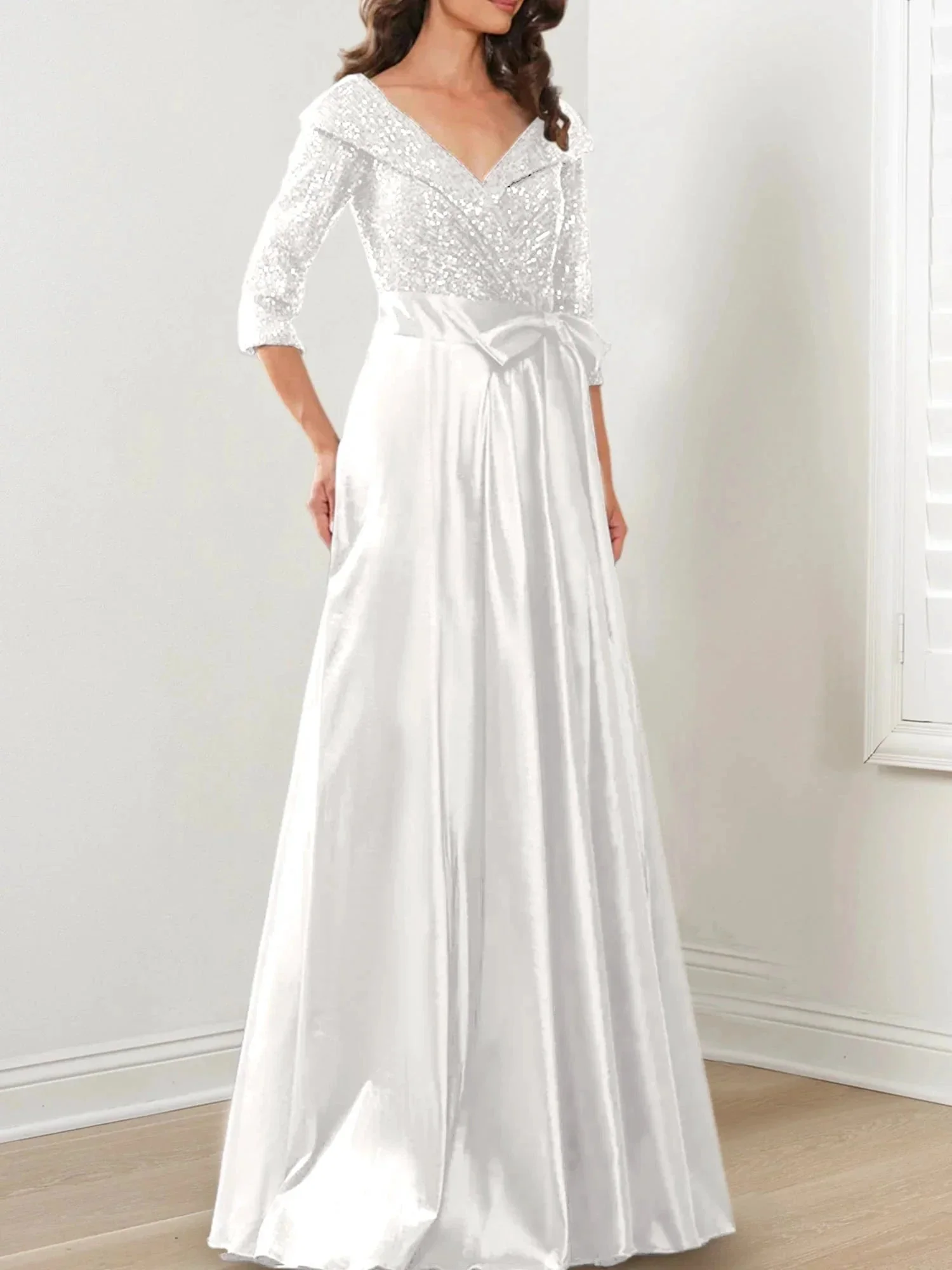 A-Line/Princess V-Neck Floor-Length Mother of the Bride Dresses - Image 98