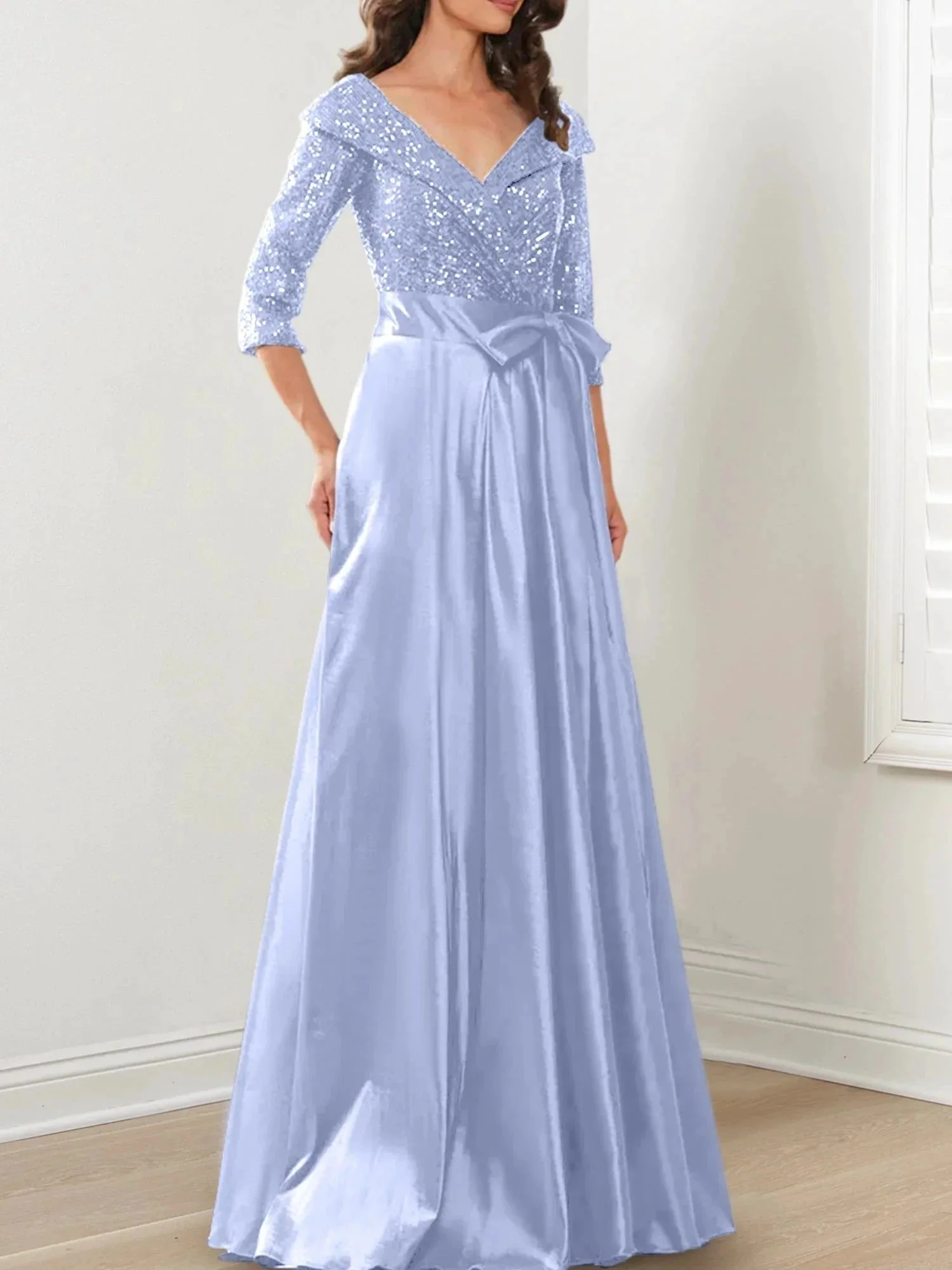 A-Line/Princess V-Neck Floor-Length Mother of the Bride Dresses - Image 99