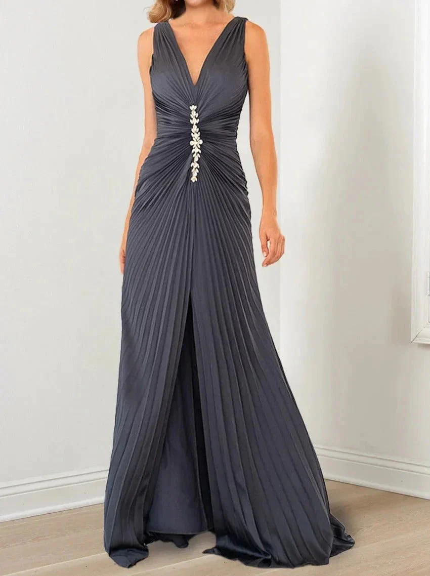 A-Line/Princess V-Neck Floor Length Mother of the Bride Dresses - Image 3