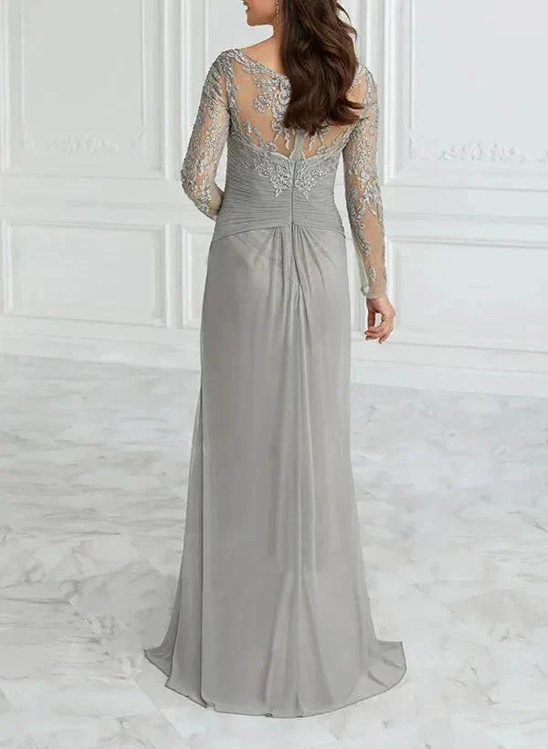 A-Line/Princess V-Neck Floor-Length Mother Of The Bride Dresses With Lace Ruffle - Image 2
