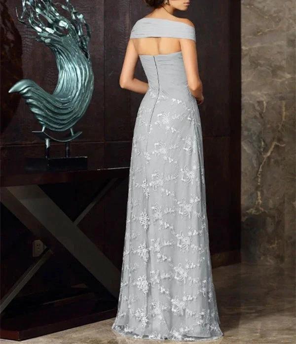 A-Line/Princess Off-The-Shoulder Short Sleeves Tea-Length Chiffon Mother Of The Bride Dresses with Appliques Lace - Image 2
