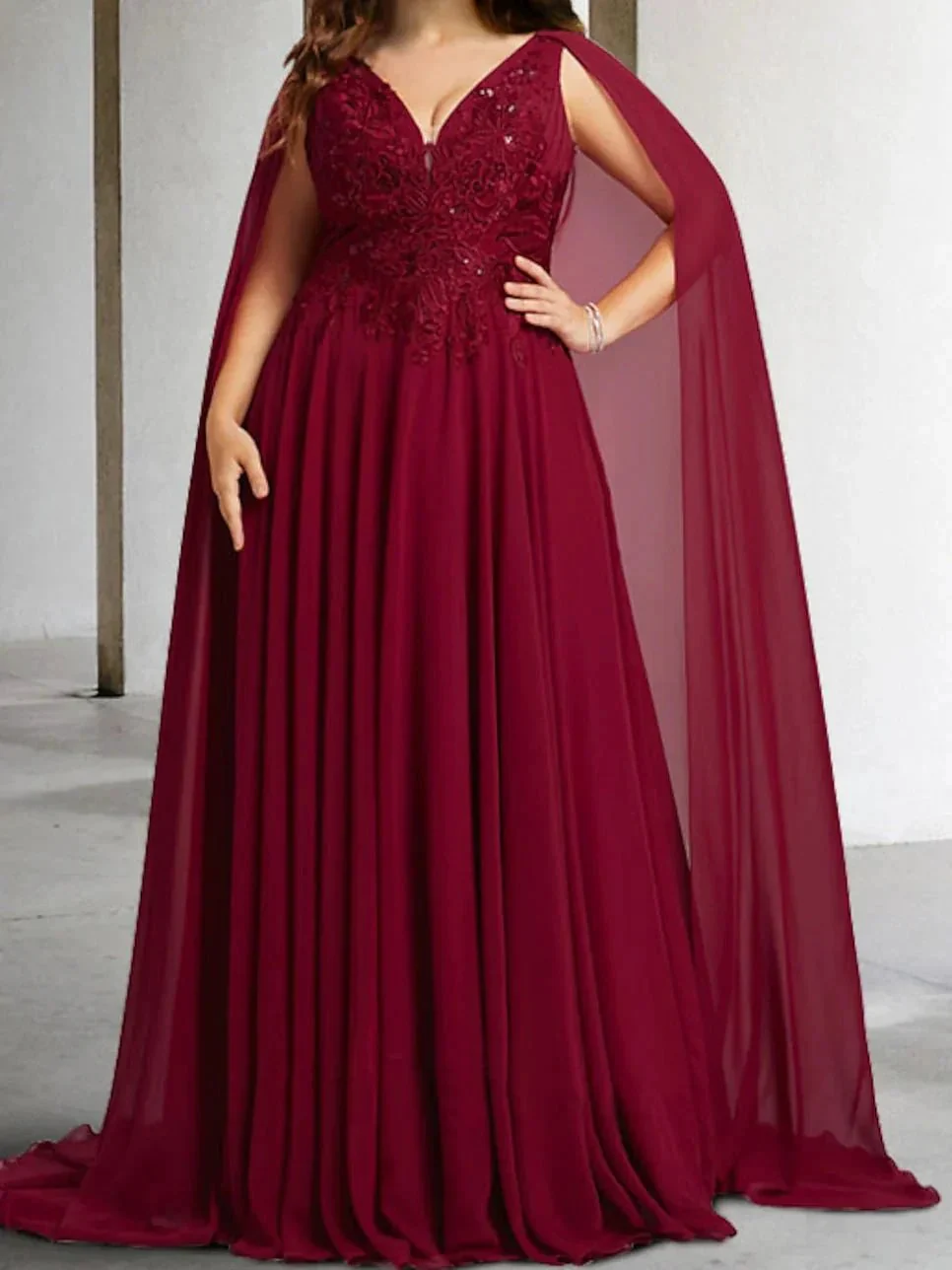 A-Line/Princess V-Neck Mother of the Bride Dresses with Applique - Image 3