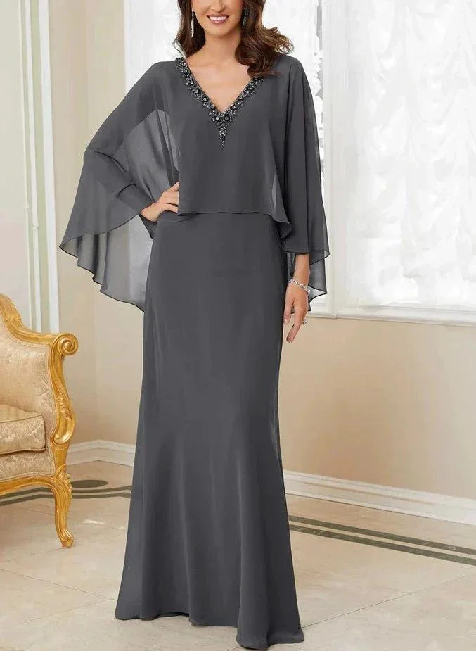 A-Line/Princess V-Neck Mother of the Bride Dresses with Beading - Image 6