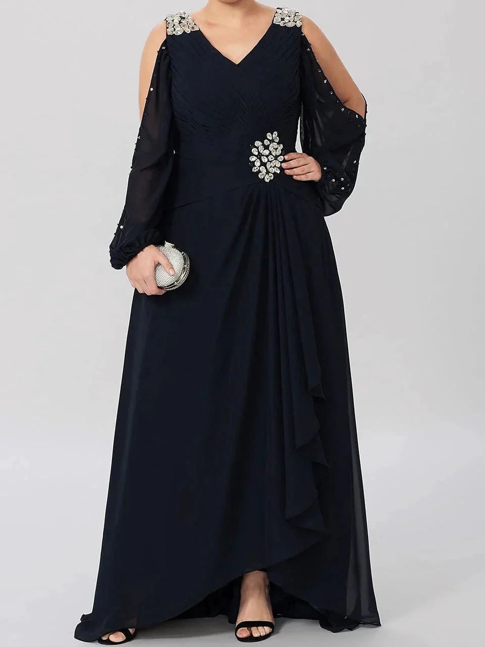A-Line/Princess V-Neck Mother of the Bride Dresses with Rhinestones - Image 3