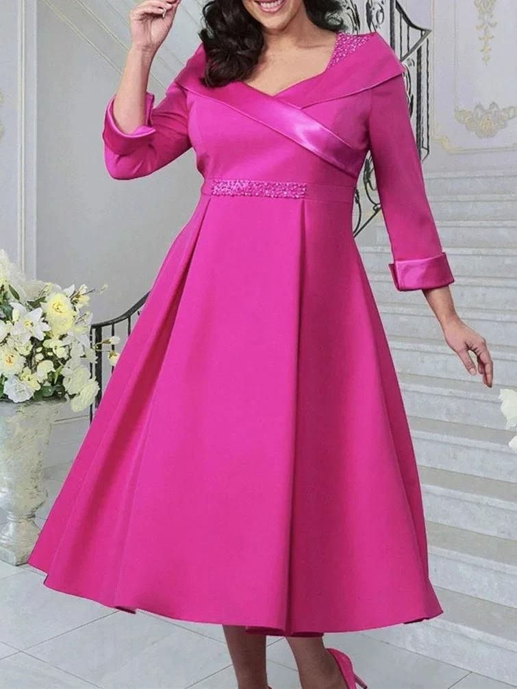 A-Line/Princess V-Neck Plus Size Mother of the Bride Dresses - Image 2